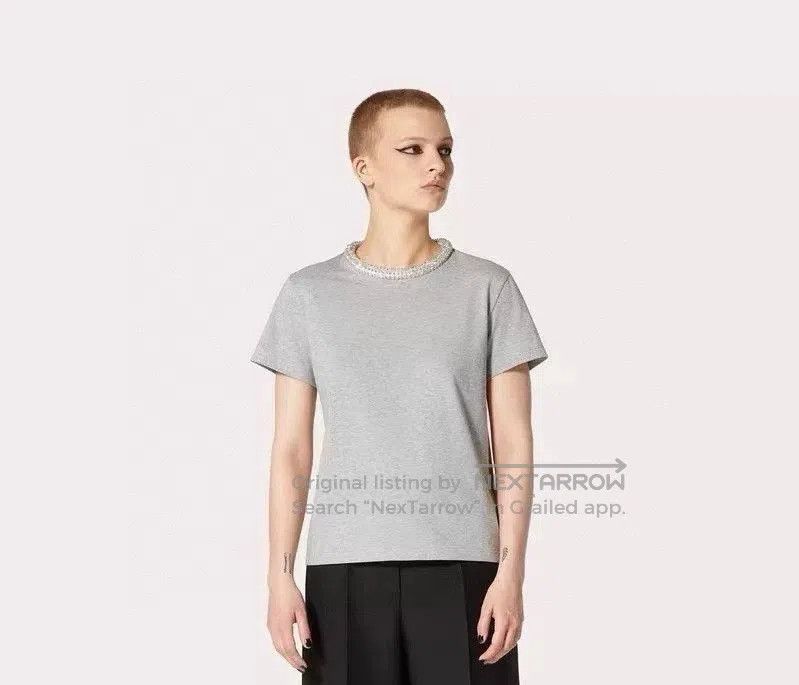 Valentino Valentino Gray Crystal Collar Short Sleeve. Size US L / EU 52-54 / 3 - 6 Thumbnail