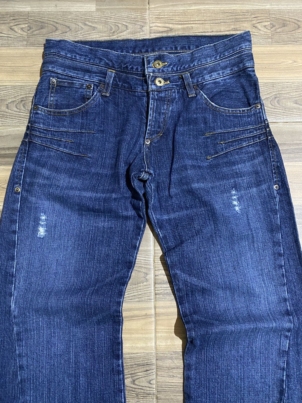 If Six Was Nine × Japanese Brand × Le Grande Bleu (L.G.B.) 🇯🇵 NIL ADMIRARI DOUBLE WAIST SNAKE FLARED JEANS Size US 30 / EU 46 - 3 Thumbnail