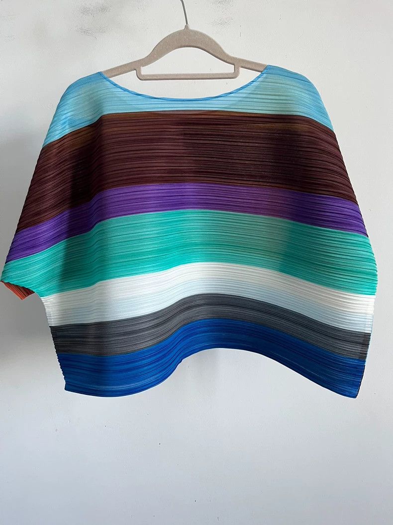 Issey Miyake Issey Miyake size:3 Colorful striped top with short sleeve Size S / US 4 / IT 40 - 2 Thumbnail