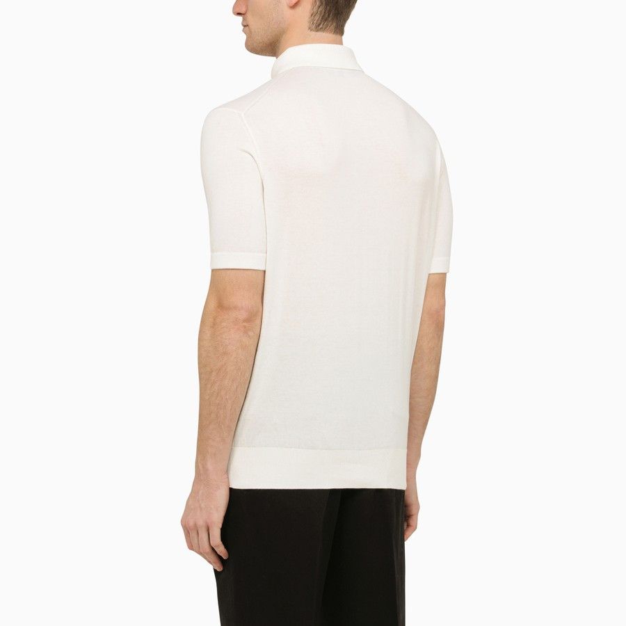Loro Piana o1d2blof0424 Short-Sleeved Polo Shirt in White Size US L / EU 52-54 / 3 - 3 Thumbnail
