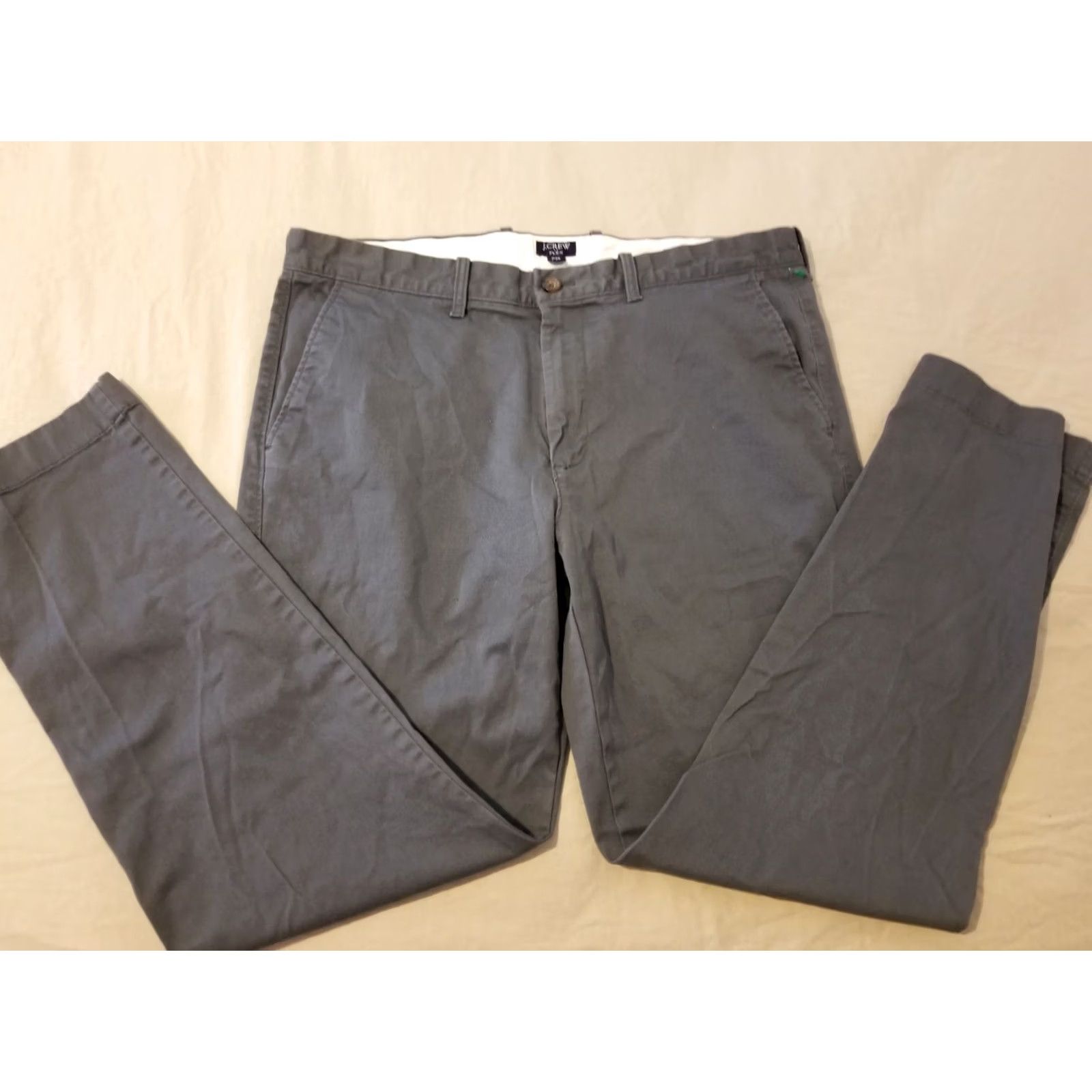 J.Crew Mens J. Crew Gray Chino Trouser Pants 36x32 36x30 Slack Dress Khaki Flat Front Button Mid Rise Straight Leg Cotton Pockets Mens Size US 36 / EU 52 - 3 Thumbnail