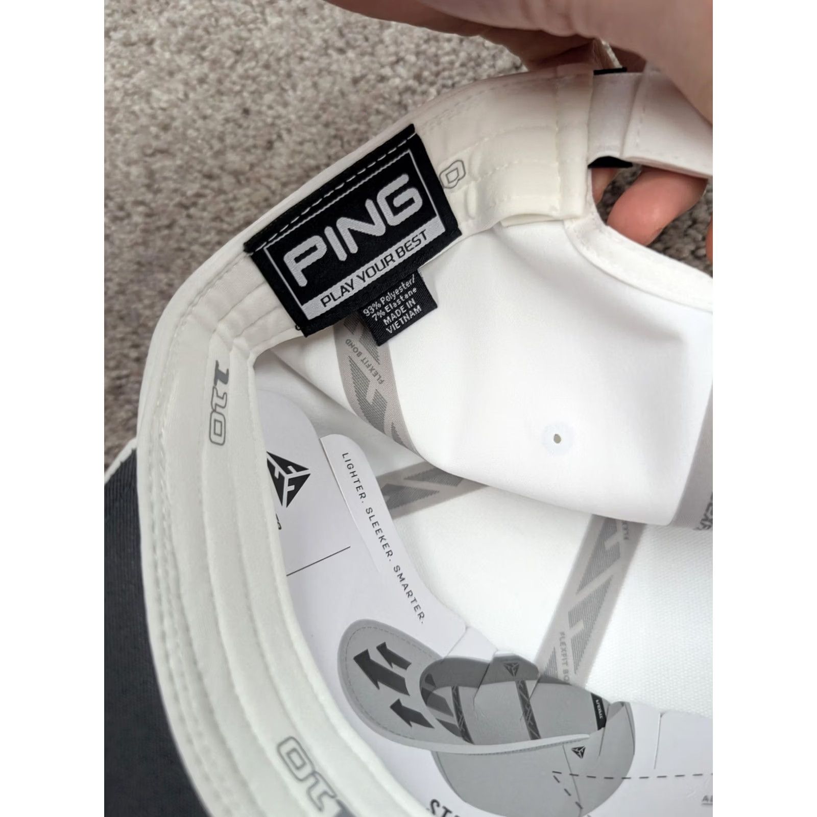 Vintage Ping Golf Hat Cap Mens White Adjustable Flexfit Delta Performance Size ONE SIZE - 7 Thumbnail