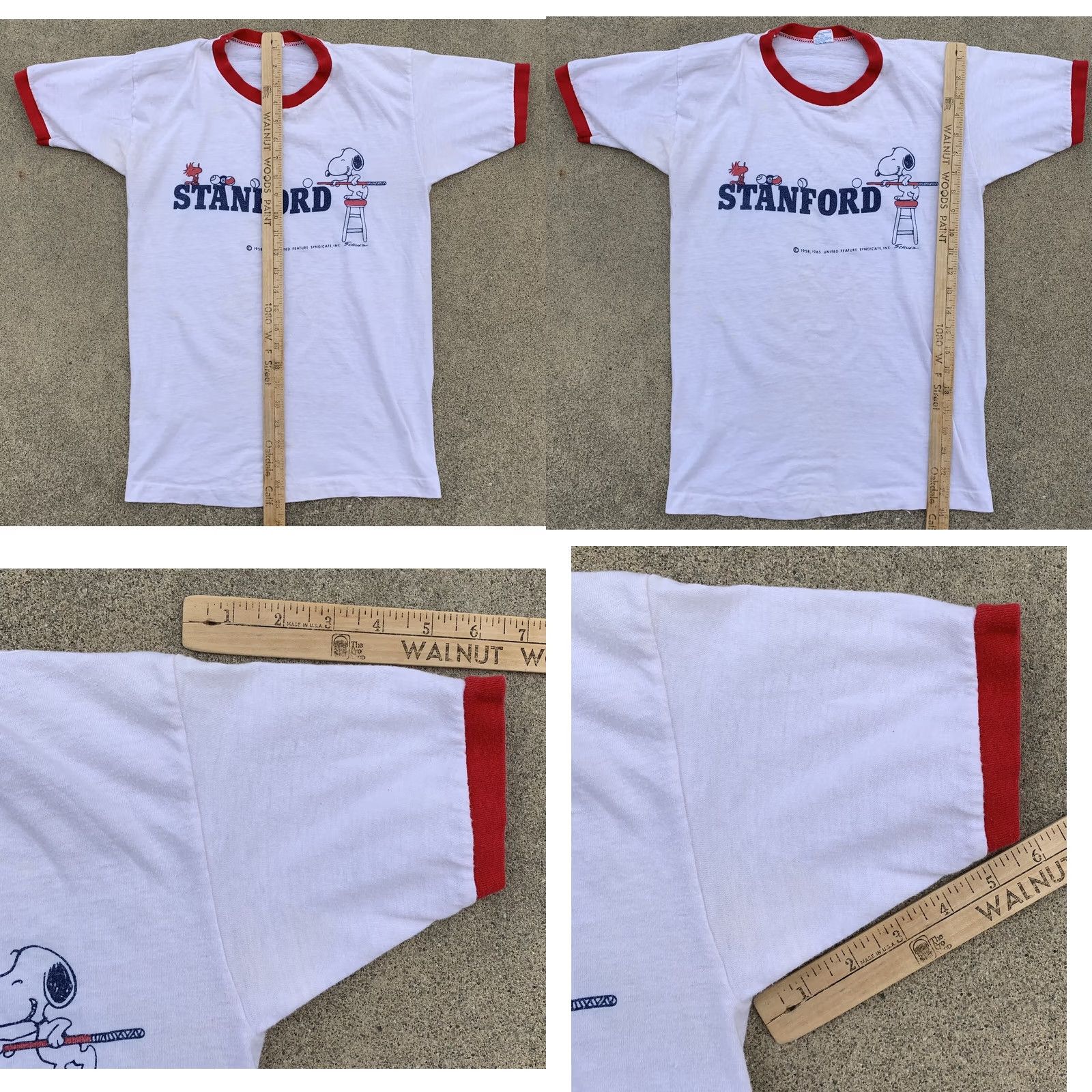 Champion VINTAGE Champion Stanford ringer tee T-Shirt Snoopy Peanuts Pool Game Champion blue bar M Mens Shirts Theme California Cartoon University Size US M / EU 48-50 / 2 - 11 Thumbnail