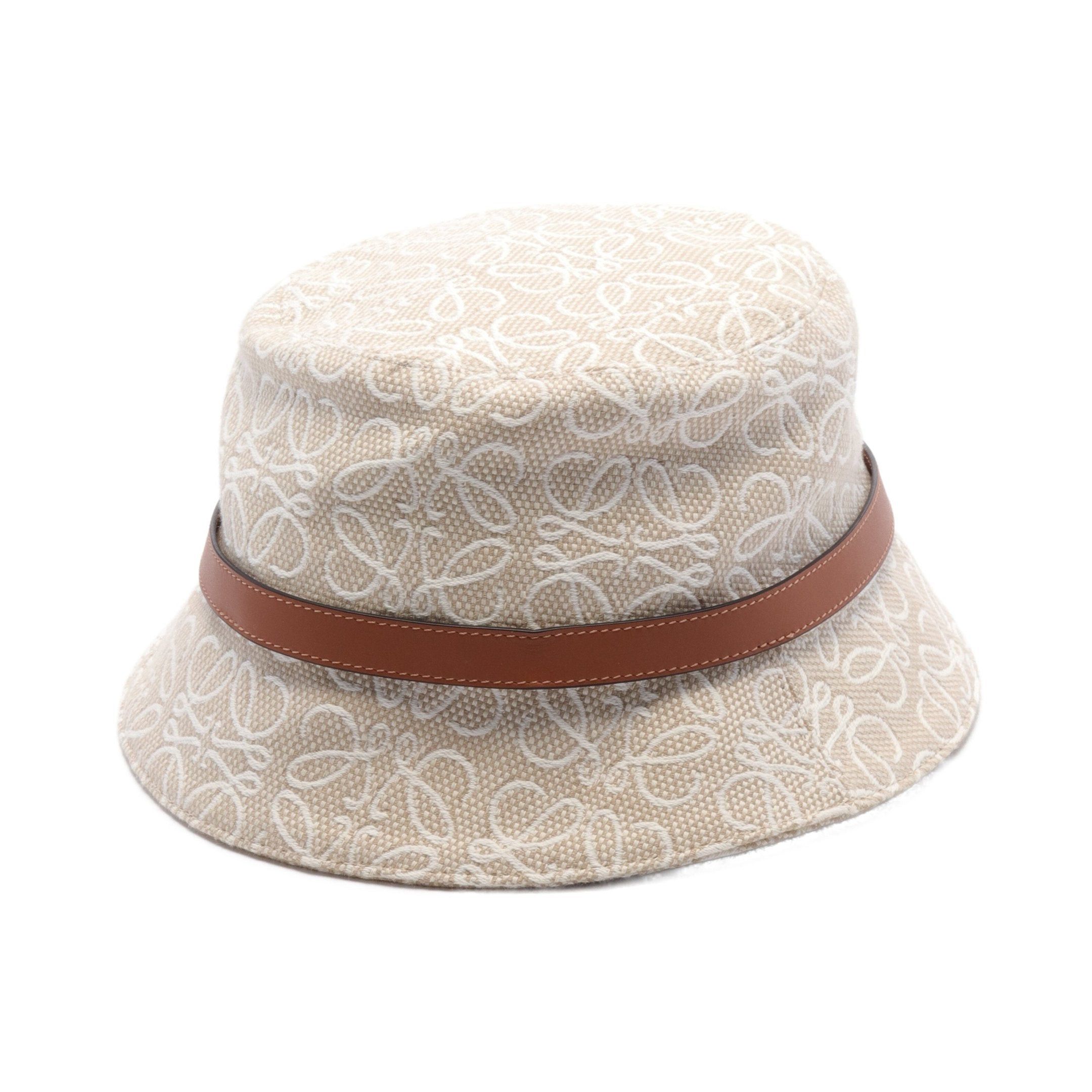 Loewe Loewe Anagram Jacquard Bucket Hat Cotton Leather Beige Size ONE SIZE - 1 Thumbnail