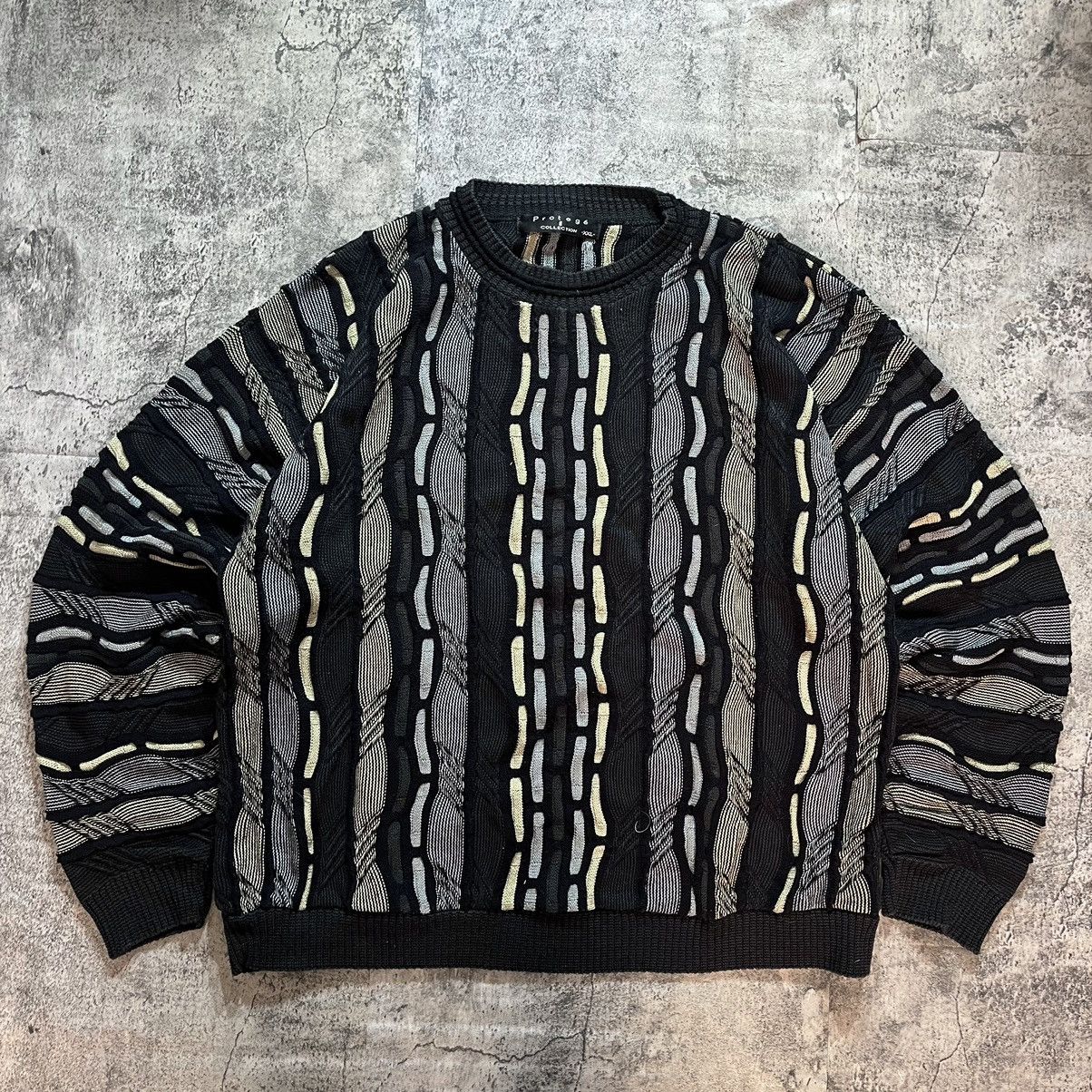 image of Crazy Vintage 90's Coogi Style 3D Knit Sweater Cable Knit in Grey, Men's (Size XL)