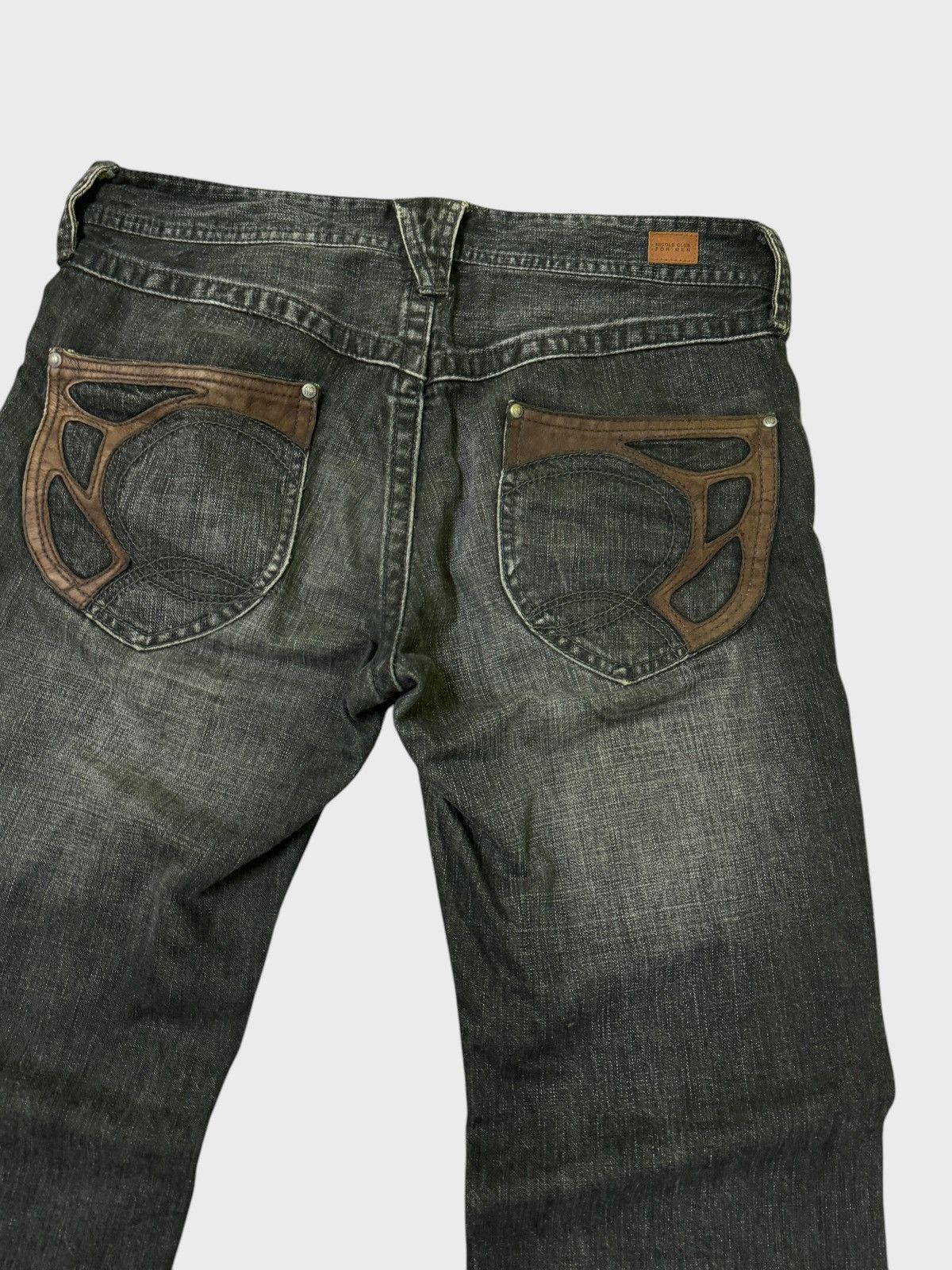 5351 POUR LES HOMMES FLARED NICOLE CLUB FOR MEN DISTRESSED WITH LEATHER DENIM Size US 32 / EU 48 - 14 Thumbnail