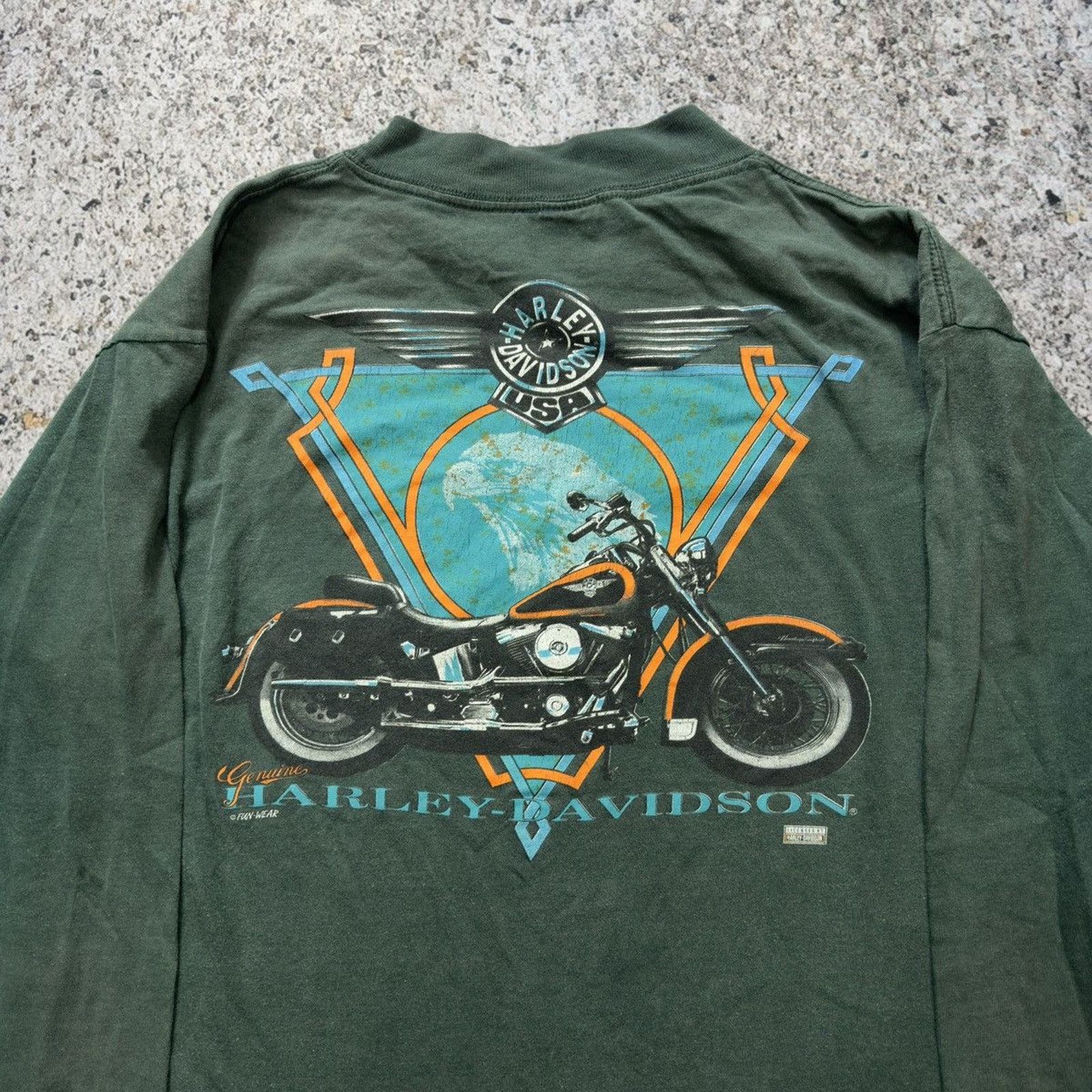Harley Davidson Vintage 90s Faded Harley Davidson Longsleeve Size US XL / EU 56 / 4 - 5 Thumbnail