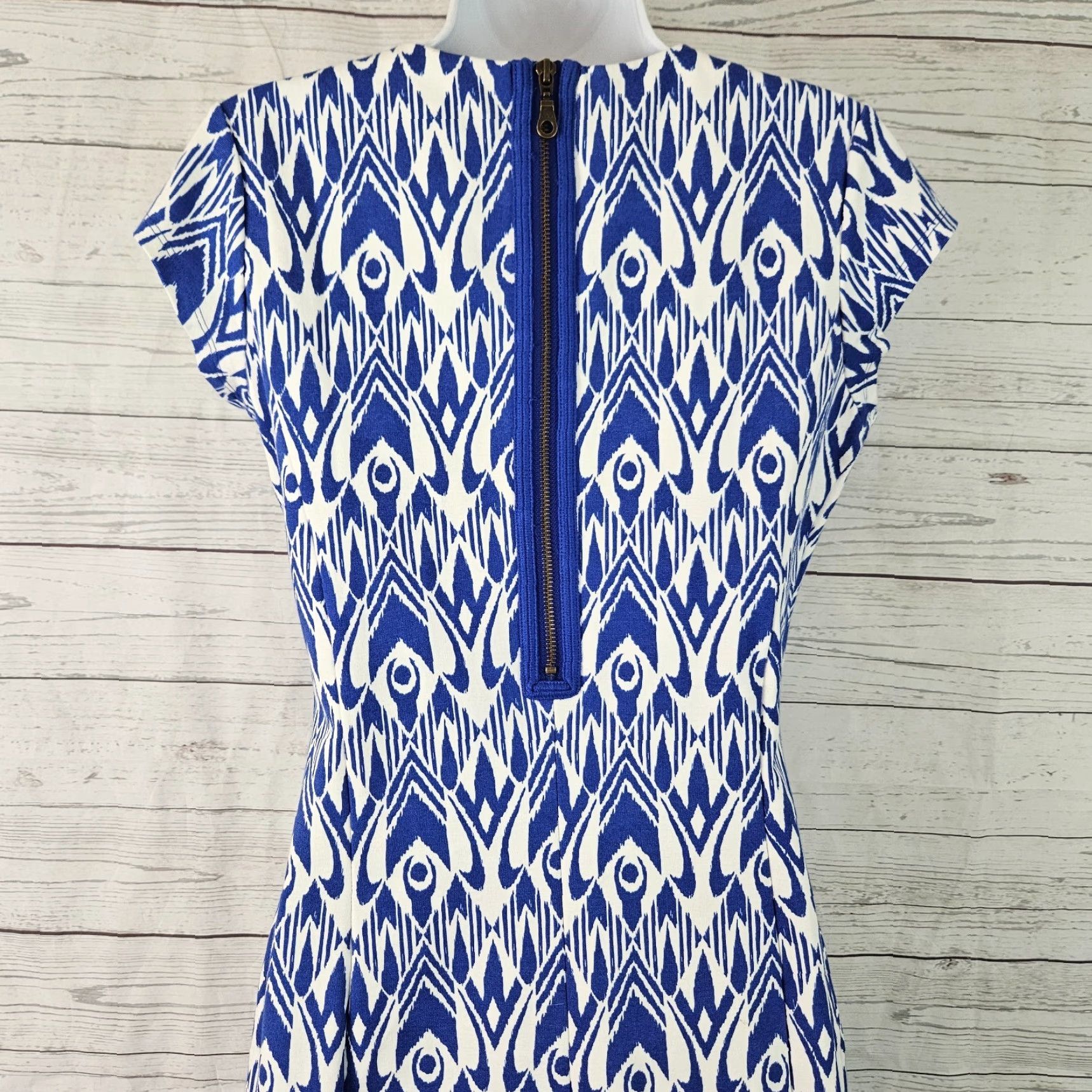 Vintage VINTAGE Hatley Dress Hatley Womens Dress Small Blue White Short Sleeve Exposed Zipper Cotton Blend Knee Length Womens Size 28" / US 6 / IT 42 - 4 Thumbnail