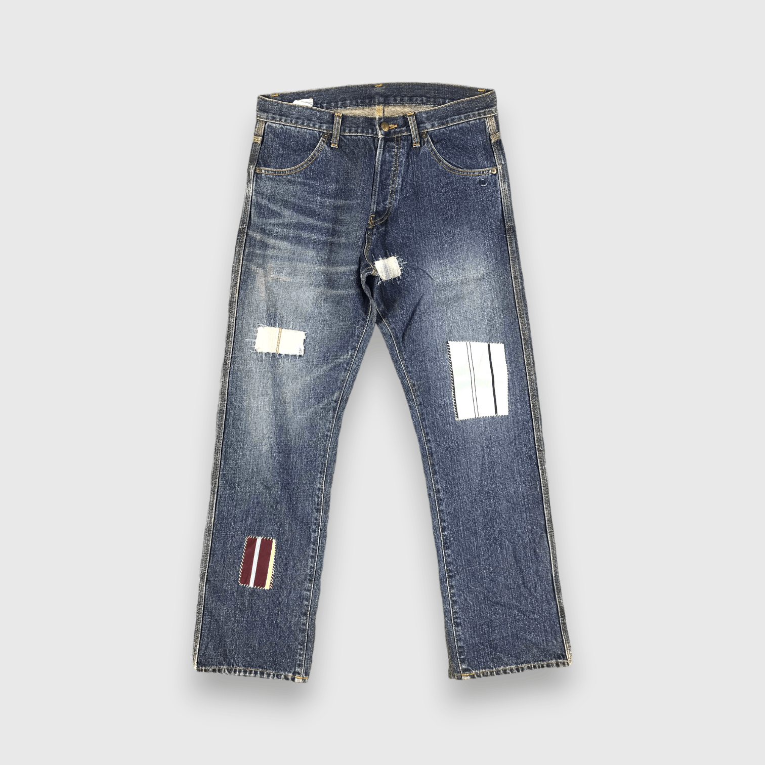 Japanese Brand Flaph Jeans Patchwork Sashiko Denim -J2759 Size US 34 / EU 50 - 1 Thumbnail