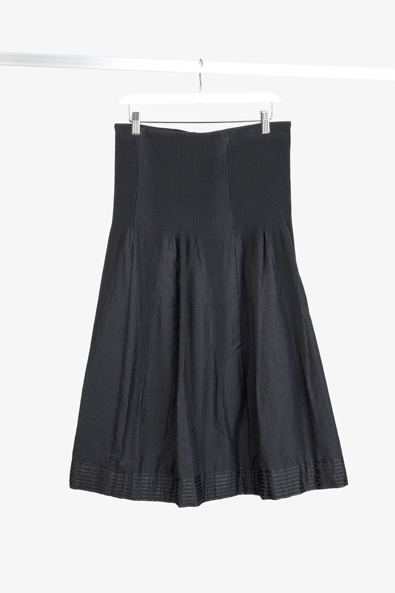 Annette Gortz Annette Gortz Folk Black Wool-Blend Shirred A-Line Skirt Size 31" - 2 Thumbnail