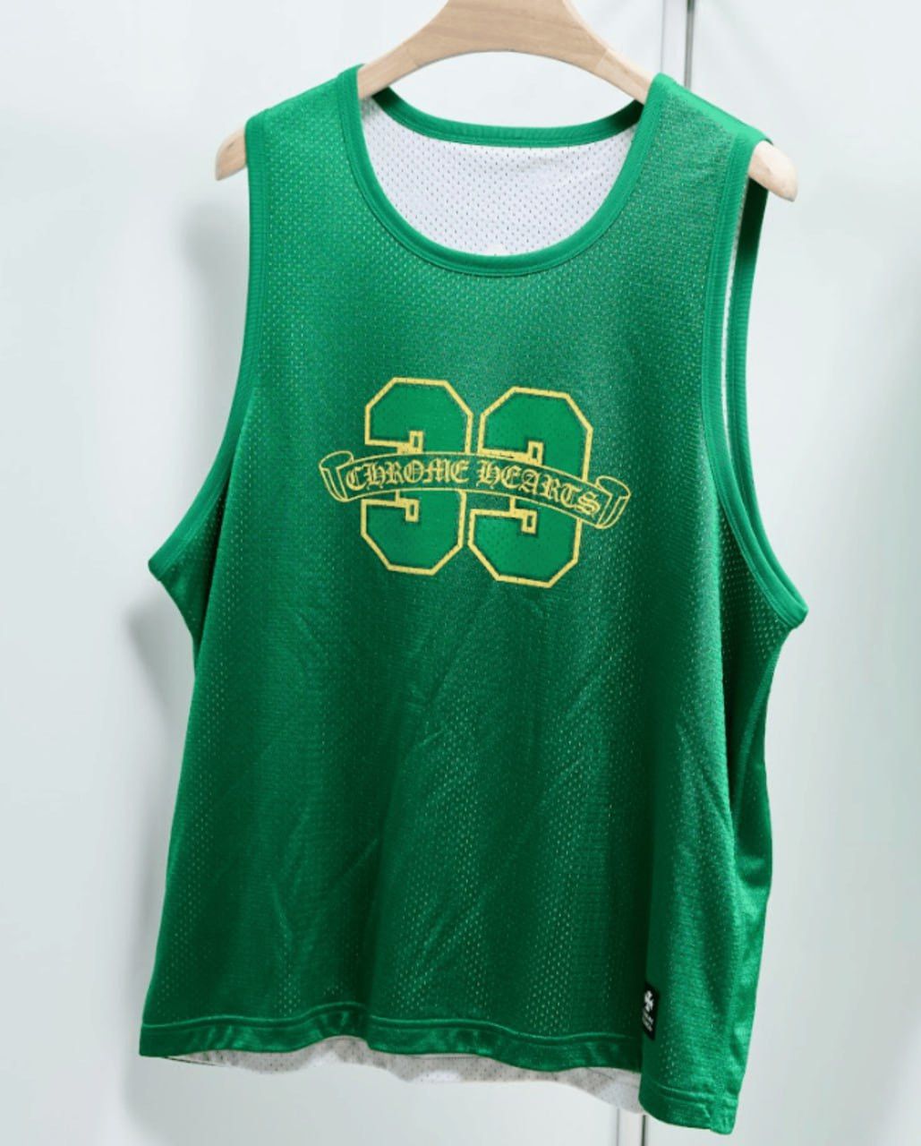 CHROME HEARTS Mesh Reversible Basketball Jersey GREEN/WHITE