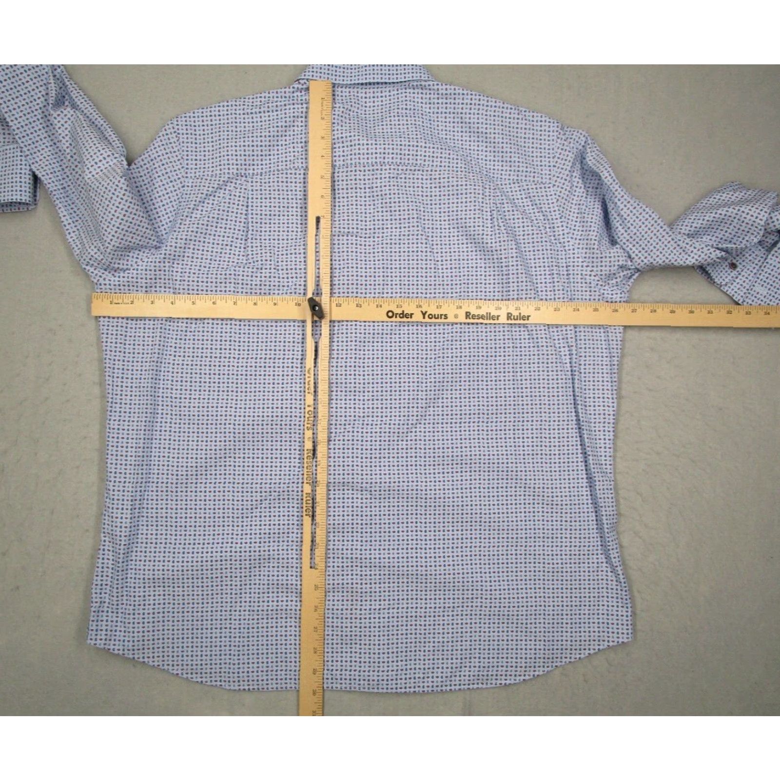 David Donahue DAVID DONAHUE Dress Shirt Mens 18 XL Blue Paisley Button Up Workwear Modern Classic Size 46R - 5 Thumbnail