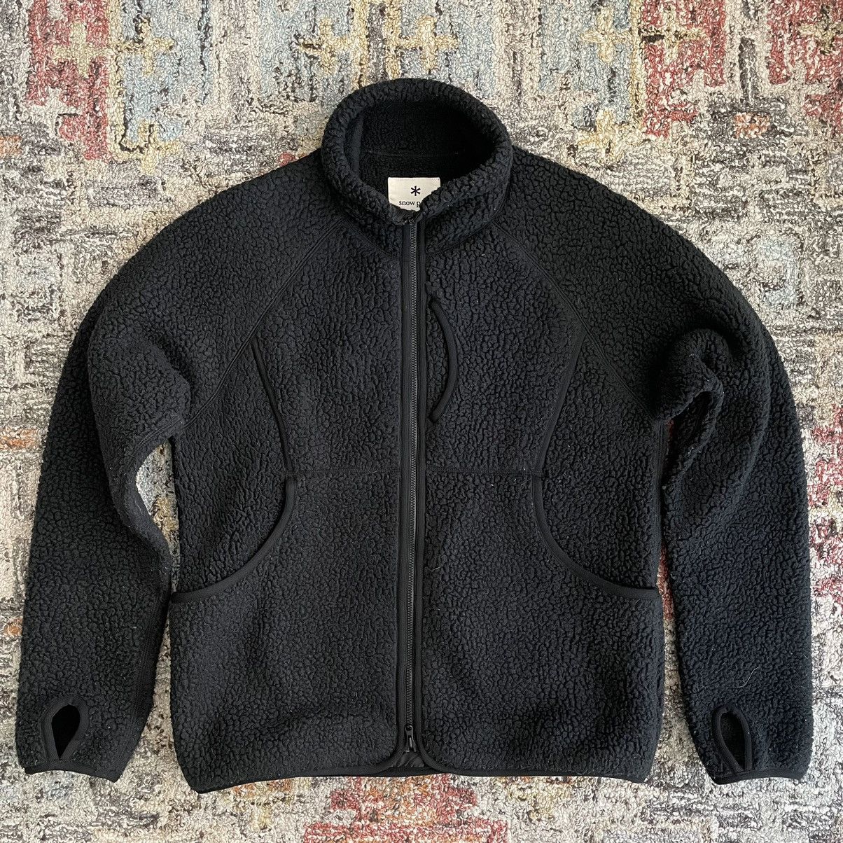 image of Snow Peak Aw19 Classic Fleece Jacket Full Zip Polartec Polyester Boa in Black, Men's (Size Small)