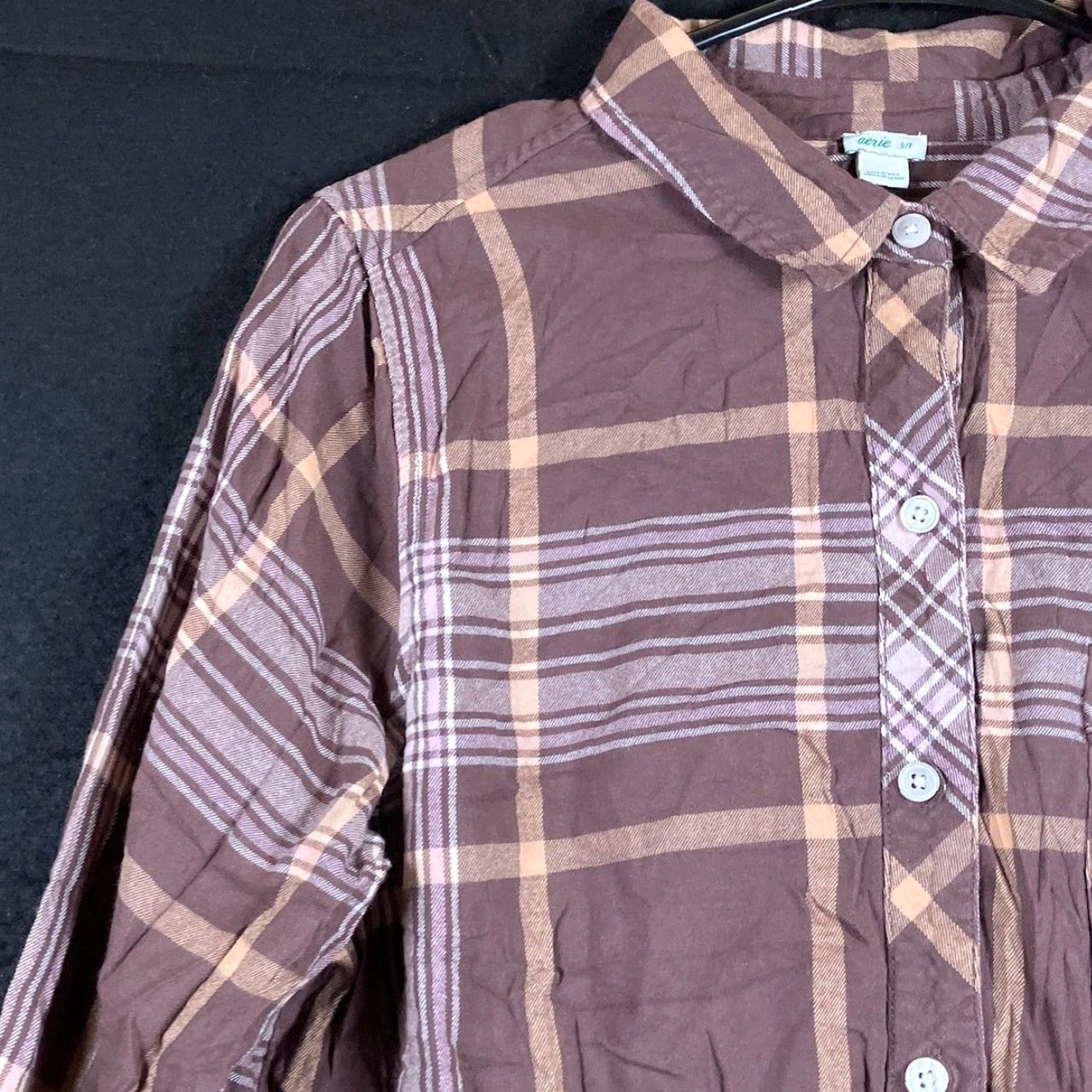 Vintage Aerie Womens Shirt Brown Plaid Collared Button-Down Long Sleeve Small Size S / US 4 / IT 40 - 4 Thumbnail