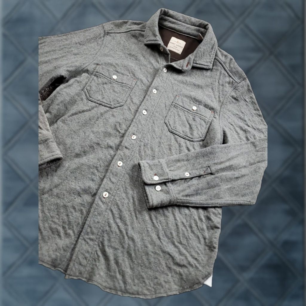 Tommy Bahama Tommy Bahama Overshirt Button-Up Mens Medium Gray Long Sleeve Pockets Lined Canvas Cotton Size US M / EU 48-50 / 2 - 1 Thumbnail