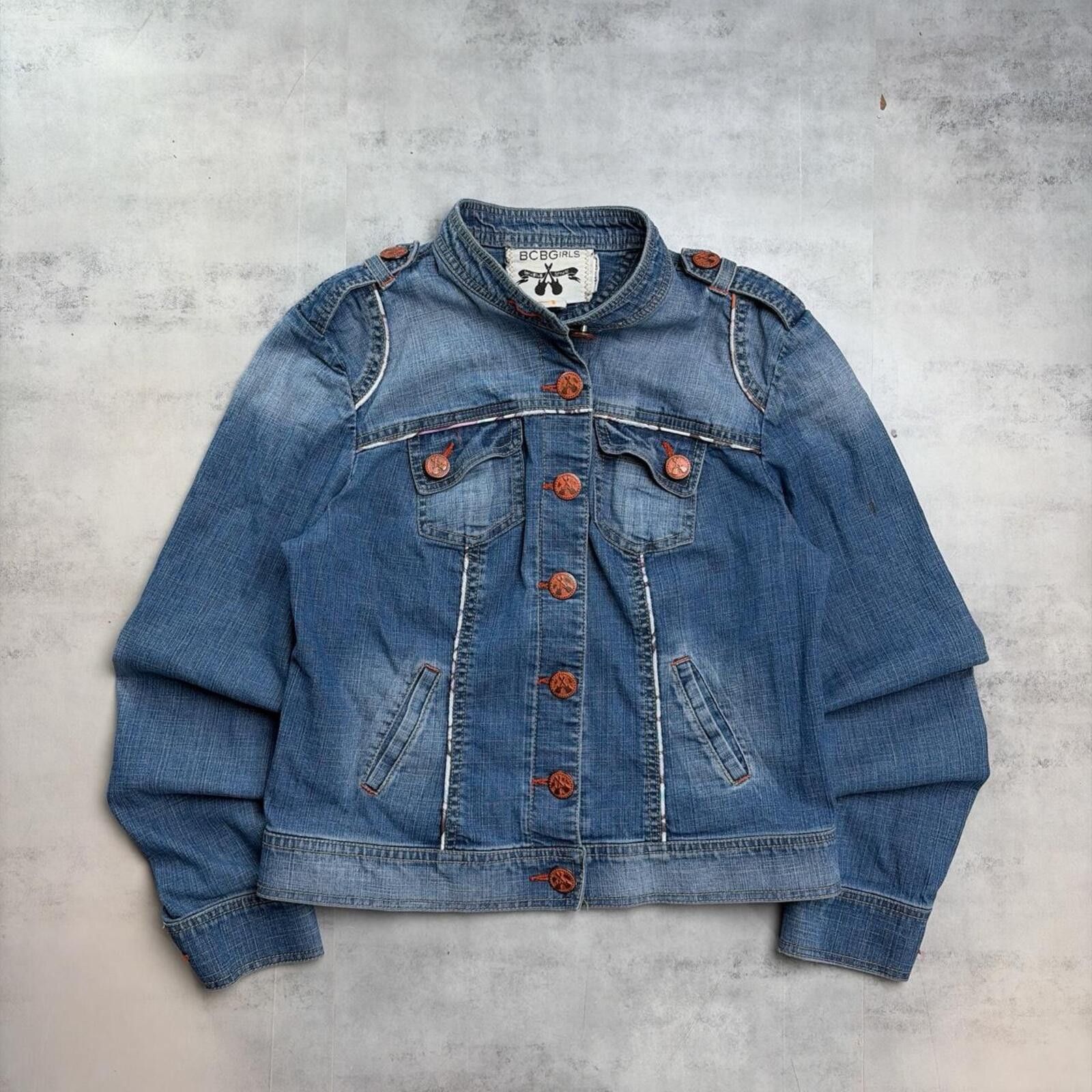 Bcbgmaxazria Vintage Blue BCBG Grunge Gothic Denim Trucker Jacket Size M / US 6-8 / IT 42-44 - 1 Thumbnail