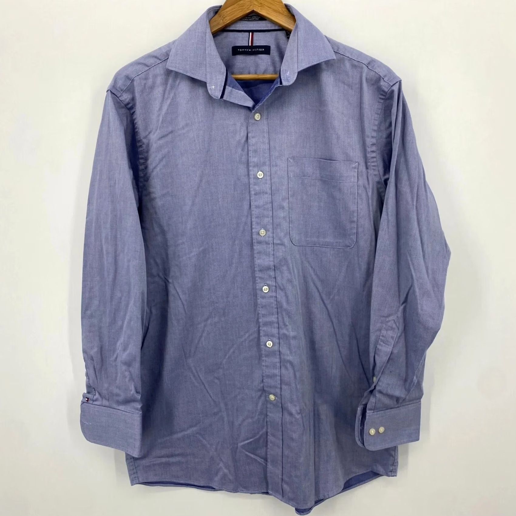 Tommy Hilfiger Tommy Hilfiger Long Sleeve Button Shirt Mens Size M Blue Regular Fit Stretch Size US M / EU 48-50 / 2 - 2 Thumbnail