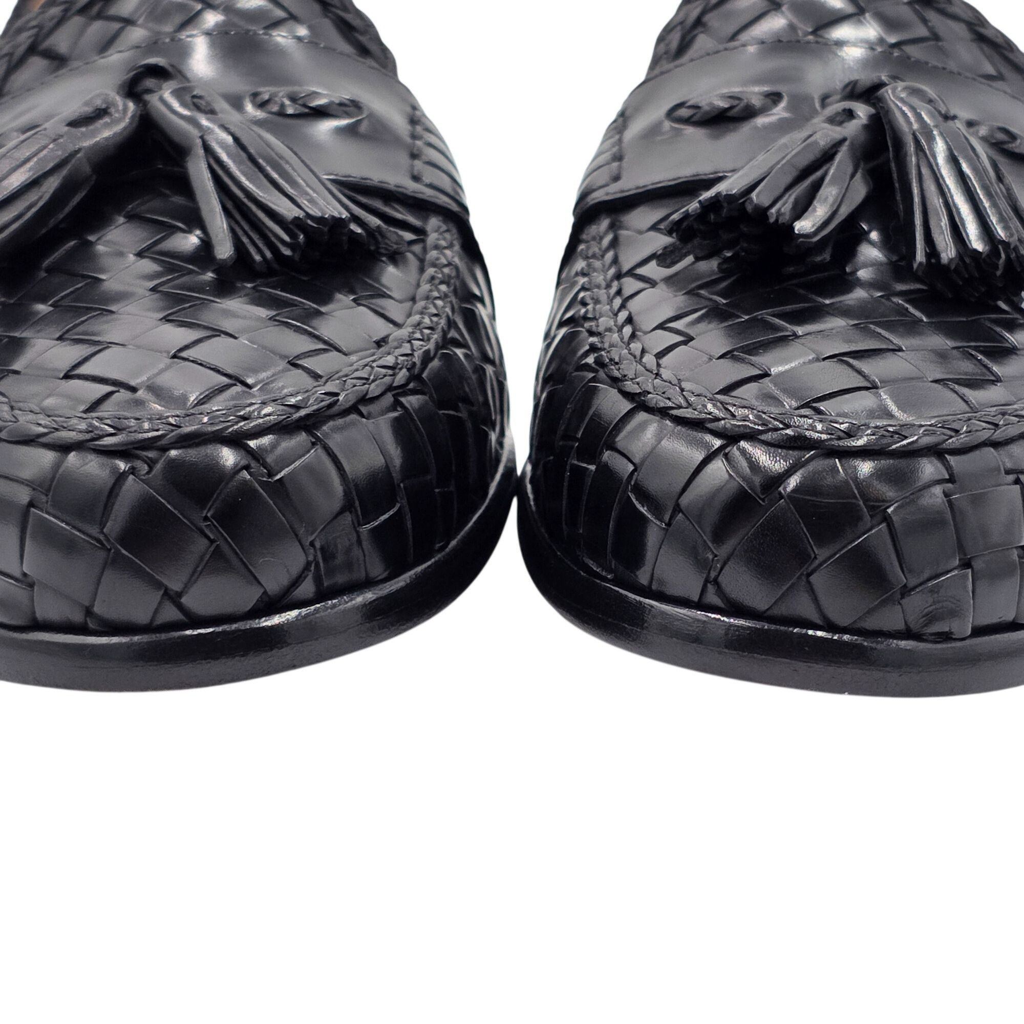 Bragano NEW Vintage Bragano Italy Black Woven Leather Tassel Loafer Size US 10 / EU 43 - 11 Thumbnail