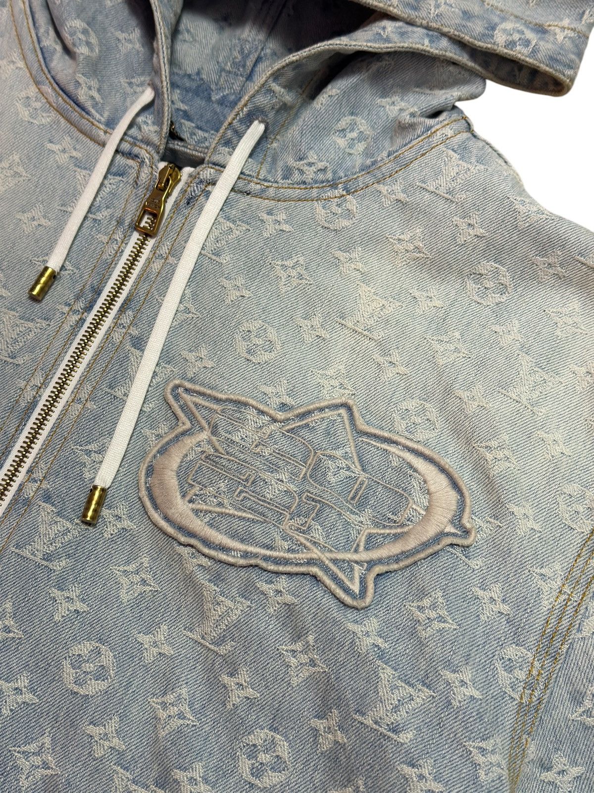 Louis Vuitton × NBA Louis Vuitton NBA Blue Denim Monogram Bomber Jacket Size US L / EU 52-54 / 3 - 9 Thumbnail