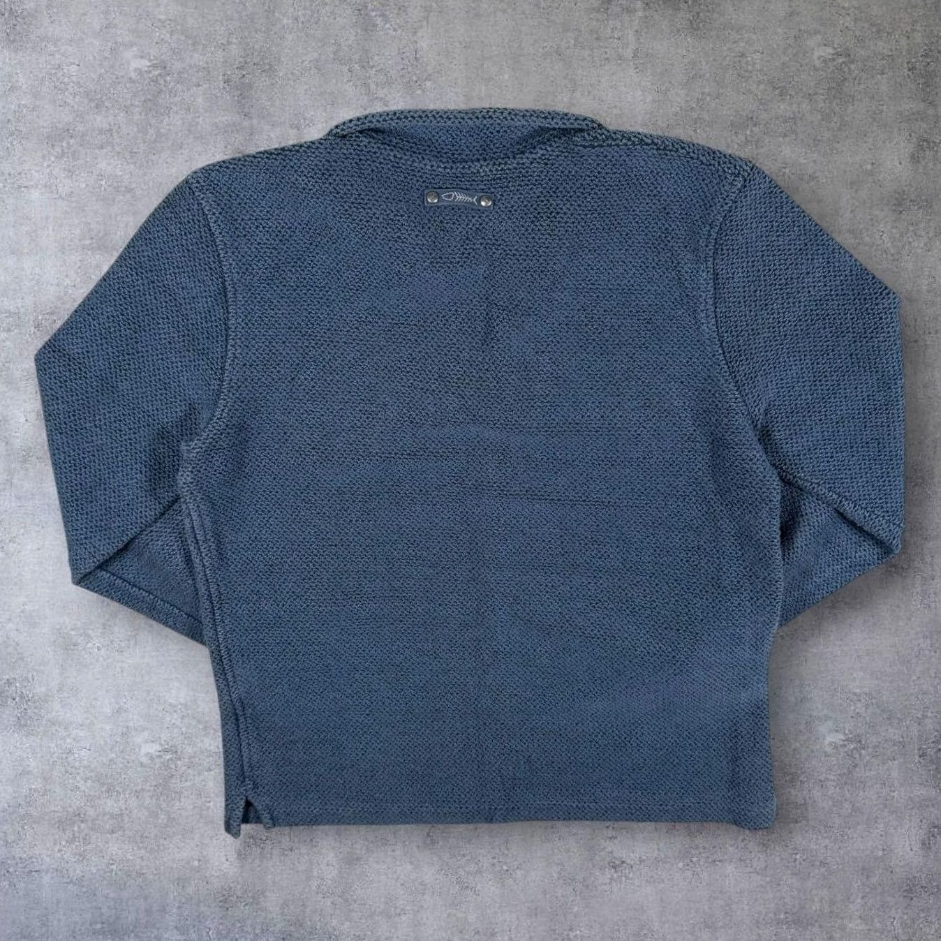 Vintage Weird Fish Embroidered Mini Logo Blue Macaroni Knit 1/4 Zip Sweatshirt L Mens Pullover Jumper Size US L / EU 52-54 / 3 - 2 Thumbnail