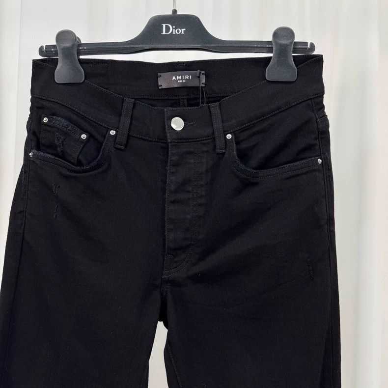 Amiri Amiri black washed leather patch jeans Size US 32 / EU 48 - 3 Thumbnail