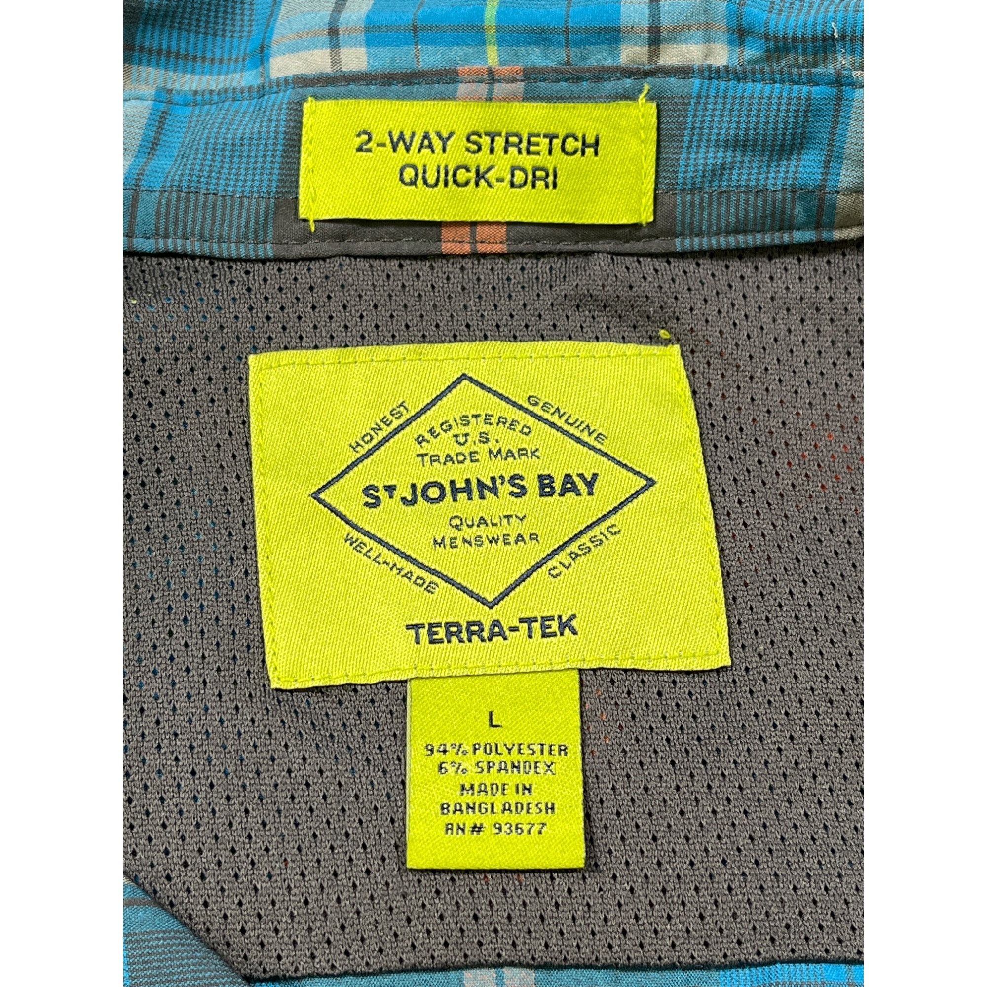 St. Johns Bay St. Johns Bay SKu 7619 Mens blue and Orange Plaid Long Sleev Size US L / EU 52-54 / 3 - 9 Thumbnail