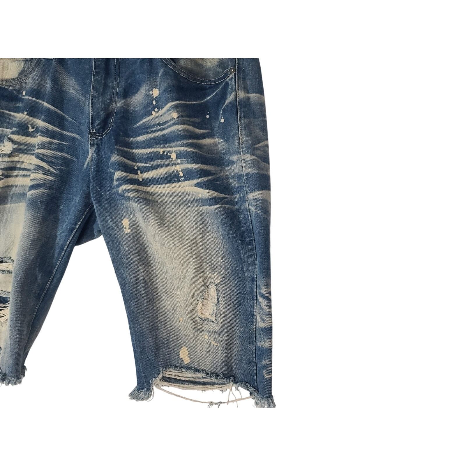 Smoke Rise Smoke Rise Men's Distressed Buckle Streetwear Jean Shorts 38 Size US 38 / EU 54 - 3 Thumbnail
