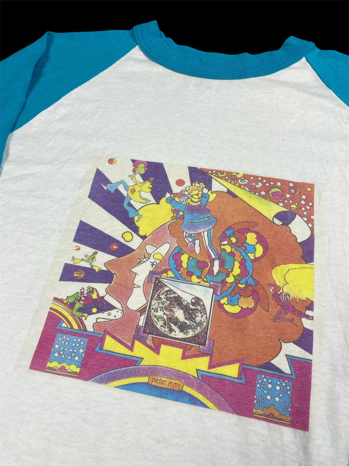 Vintage Vintage Peter Max Psychedelic Three-Quarter Sleeve T-Shirt Size US XL / EU 56 / 4 - 4 Thumbnail