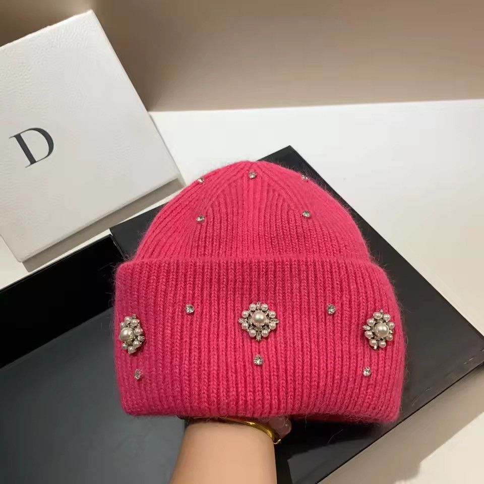 Japanese Brand Pink Beaded Beanie Size ONE SIZE - 2 Thumbnail