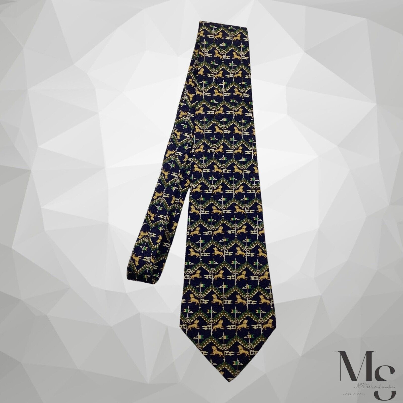 Salvatore Ferragamo Salvatore Ferragamo Blue Royal Pattern Luxury Silk Tie Italy Size ONE SIZE - 3 Thumbnail