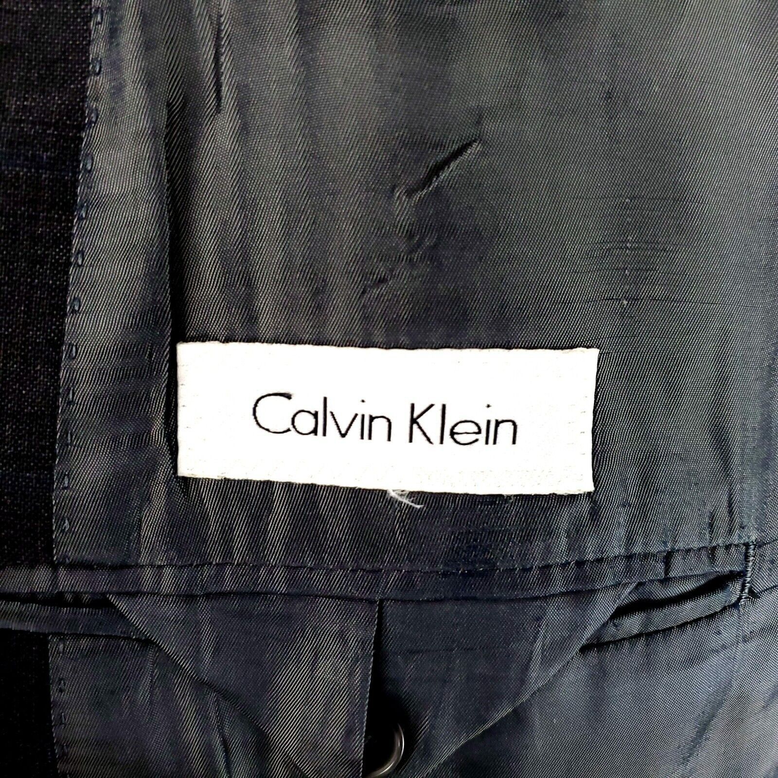 Calvin Klein Calvin Klein Wool 2 Button Blazer 44L Gray Sharkskin Size 44L - 7 Thumbnail