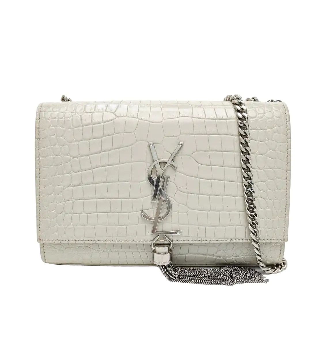 Saint Laurent Paris Saint Laurent Paris YSL KATE WOC white cowhide leather crocodile flap bag chain Size ONE SIZE - 1 Thumbnail