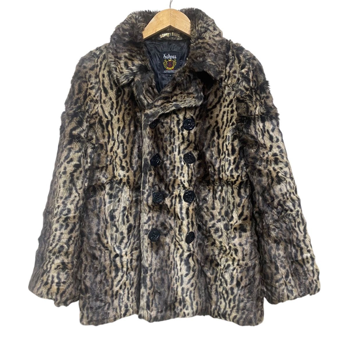 Schott MOUSSY X SCHOTT BROS Faux Fur Leopard Peacoat Jacket Size M / US 6-8 / IT 42-44 - 1 Thumbnail