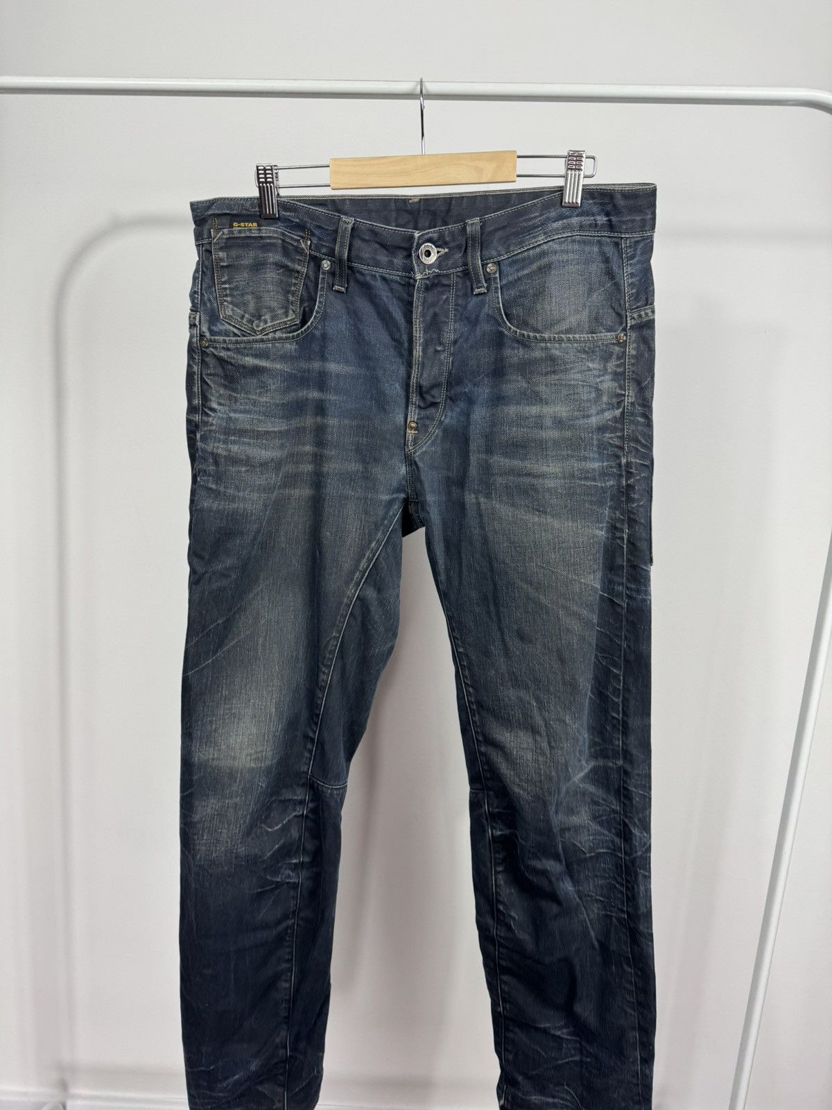 G-Star G-Star RAW 3301 Dark Wash Distressed Denim Jeans Regular Fit Size US 36 / EU 52 - 10 Thumbnail