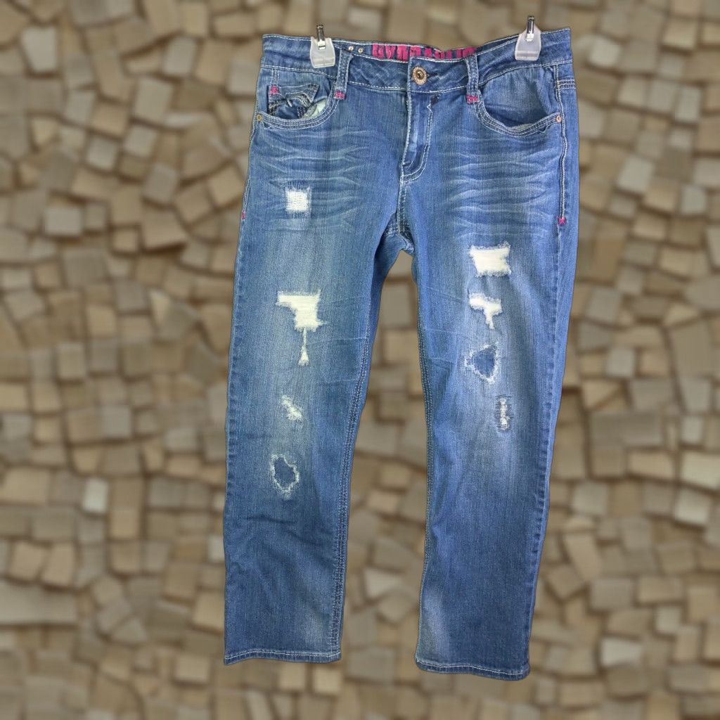 Vintage Hydraulic Gramercy Distressed Crop Womens Size 7/8 Medium Wash Blue Jeans Size 30" / US 8 / IT 44 - 1 Thumbnail