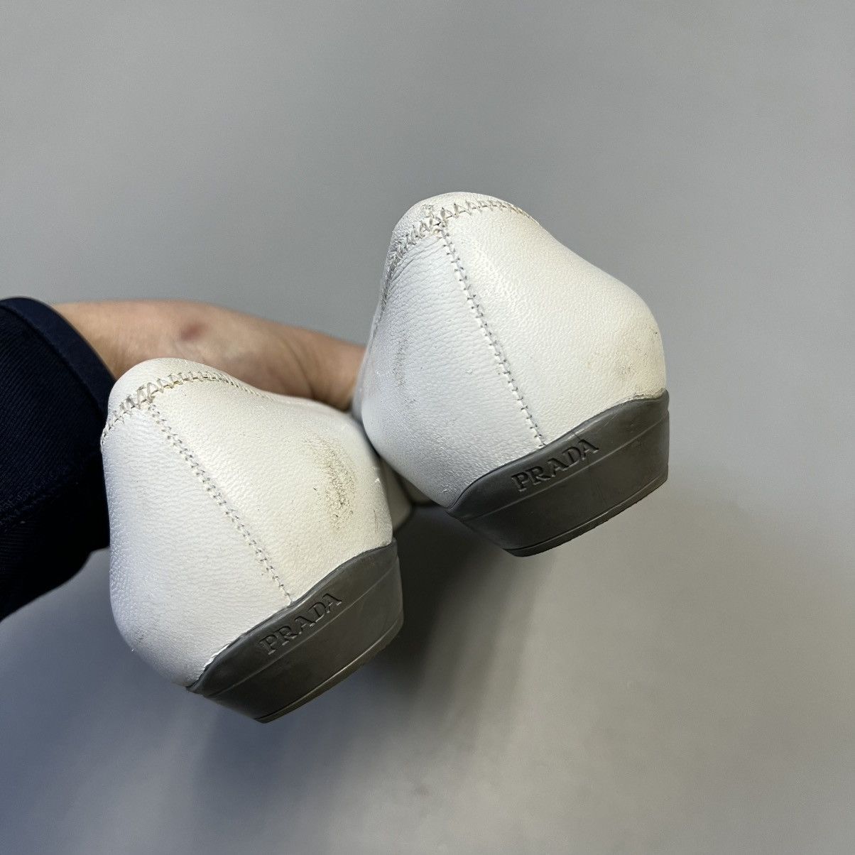 Prada Prada White Leather Bow Ballet Flats Vintage Size US 7 / IT 37 - 11 Thumbnail