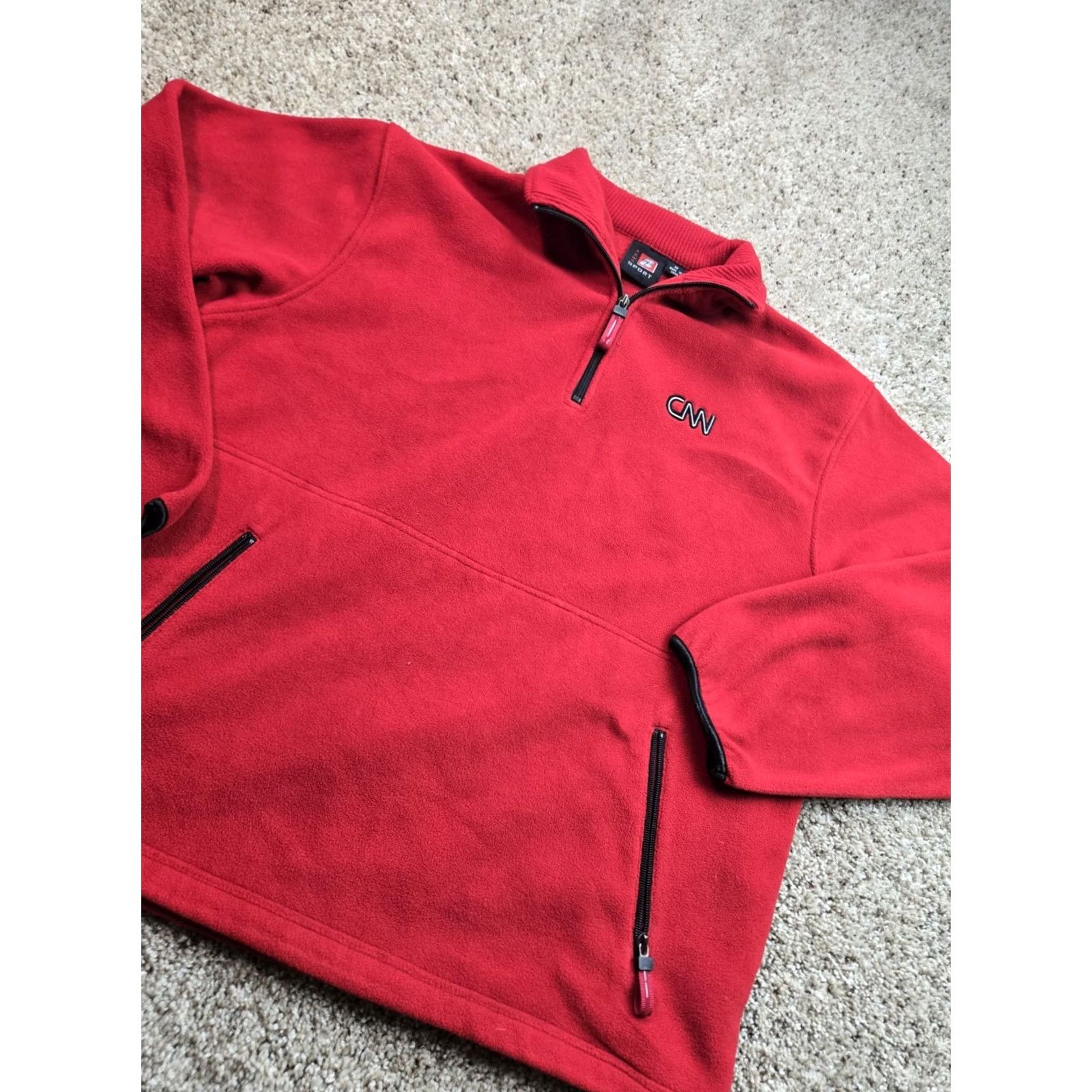 Vintage VINTAGE akw a Fleece Jacket M Red 1/4 Zip Pockets 90s Mens Jacket Size US M / EU 48-50 / 2 - 2 Thumbnail