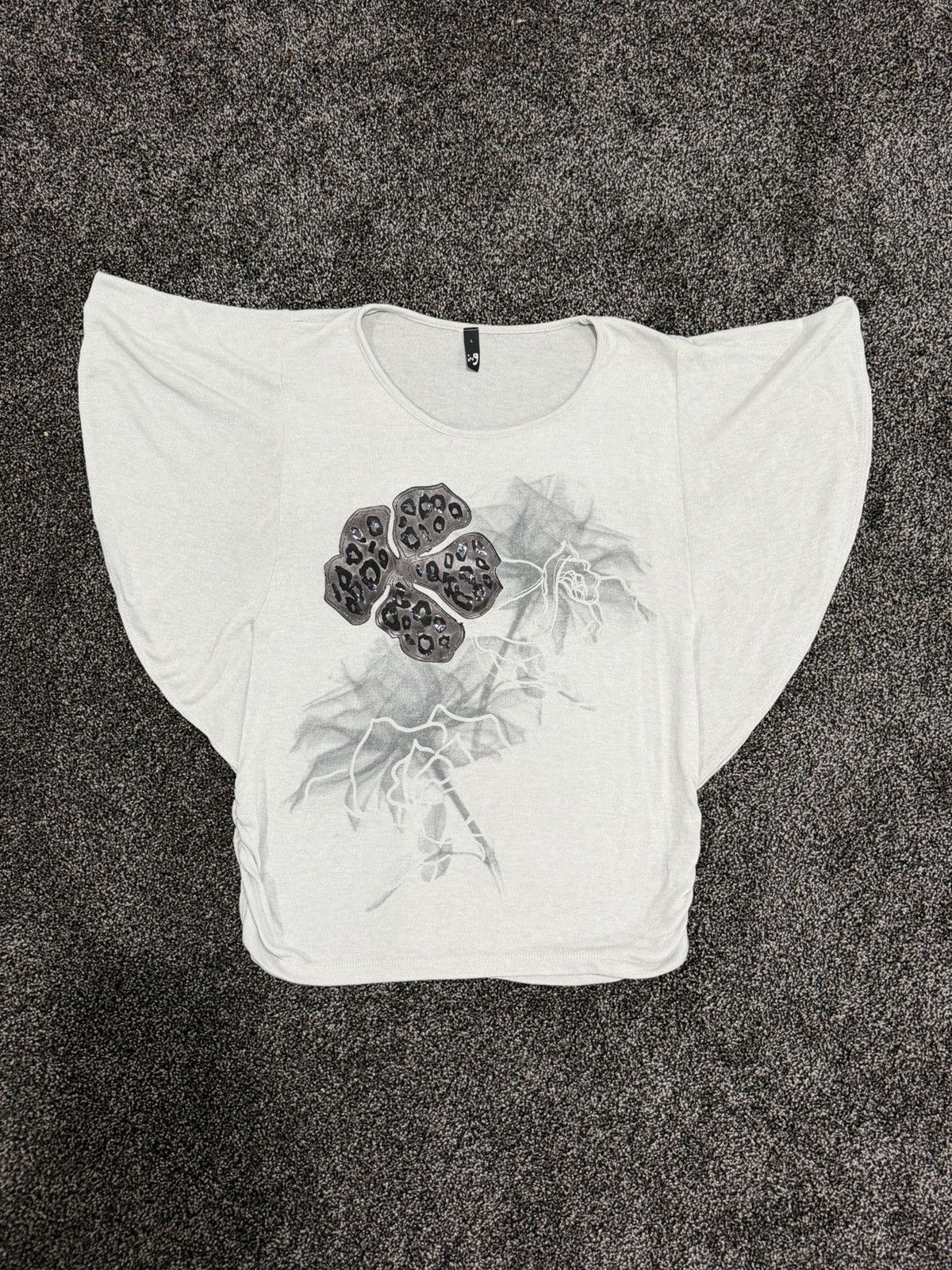 Vintage Vintage Gray Black Flower Flowy T-Shirt Size L / US 10 / IT 46 - 4 Thumbnail
