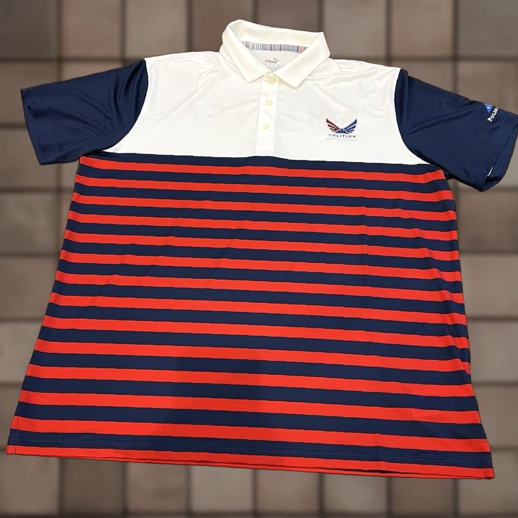 Puma Puma Volition America Polo Shirt Mens XL Blue Red USA Logo Golf Moisture Wicking Quick Dry Size US XL / EU 56 / 4 - 1 Thumbnail
