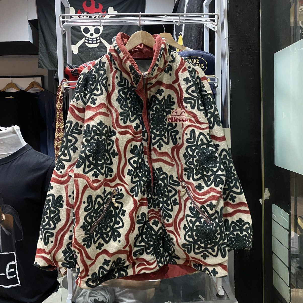 🔥 VINTAGE 90’s ELLESSE Damask Reversible SKI JACKET
