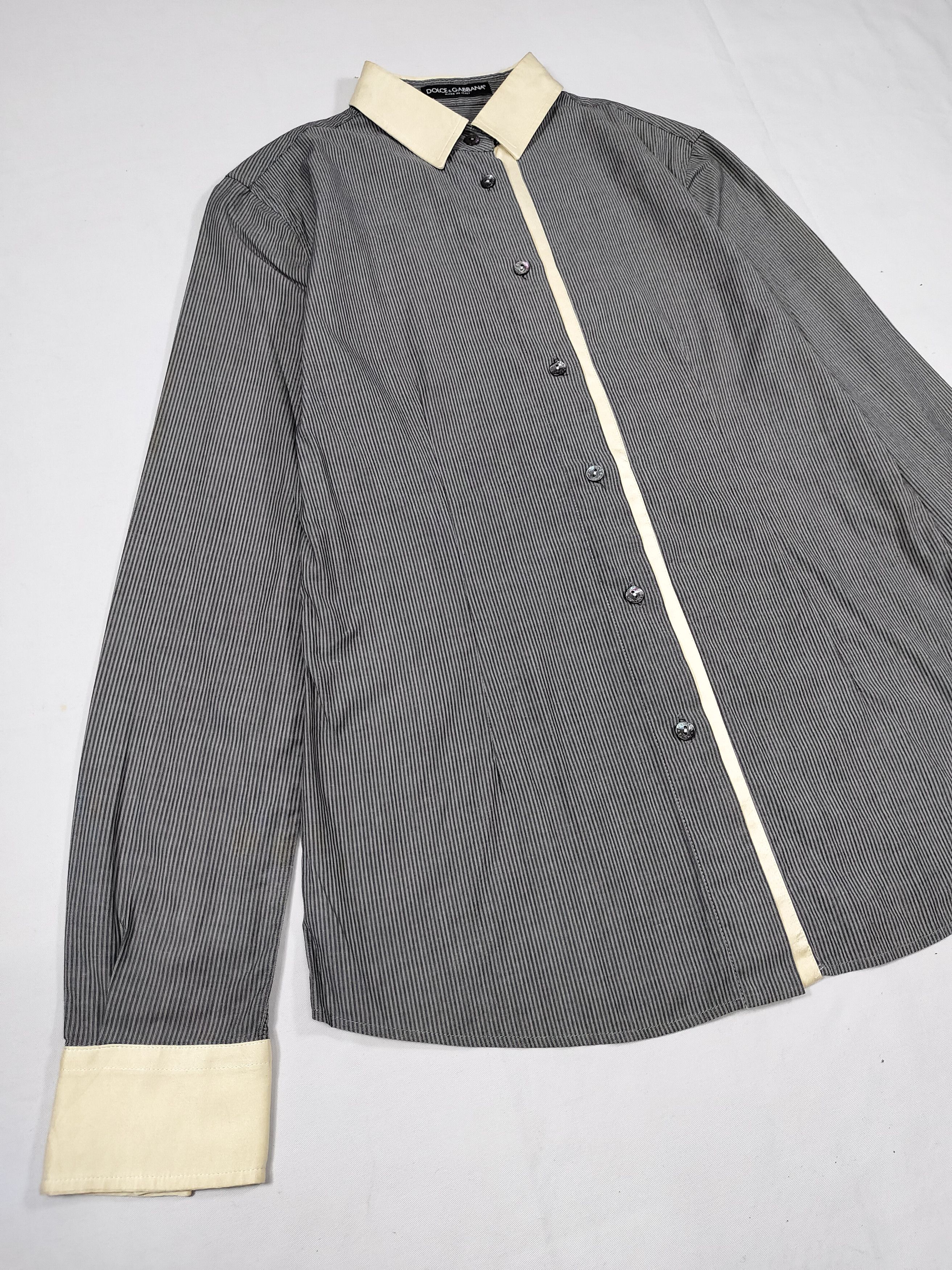 Dolce & Gabbana Dolce & Gabbana - Tailoring Pinstripe Contras Panel Shirt Size M / US 6-8 / IT 42-44 - 6 Thumbnail