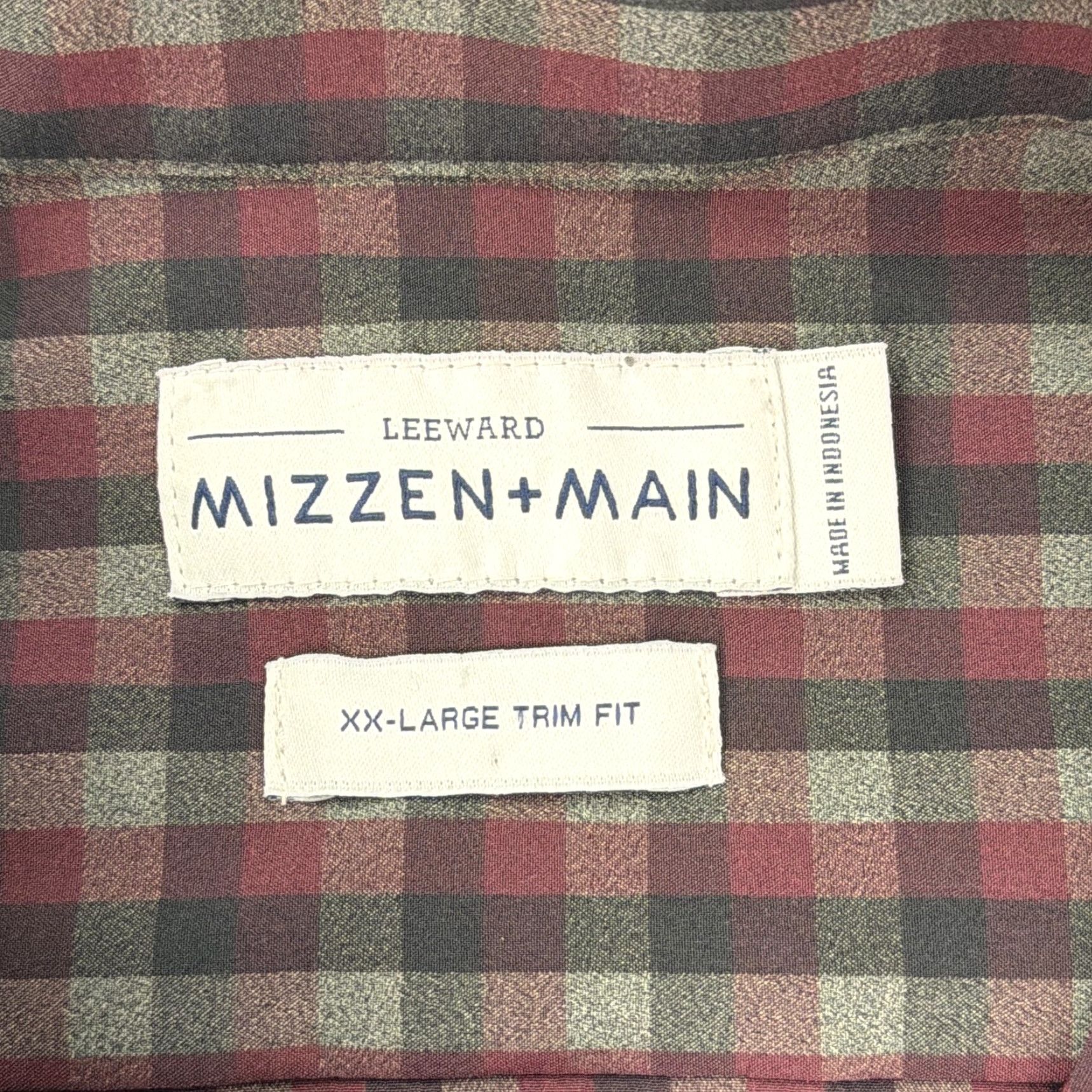 Mizzen+Main Mizzen+Main Leeward Shirt Mens 2XL Dress Slim Plaid Red Gray Size 48R - 3 Thumbnail