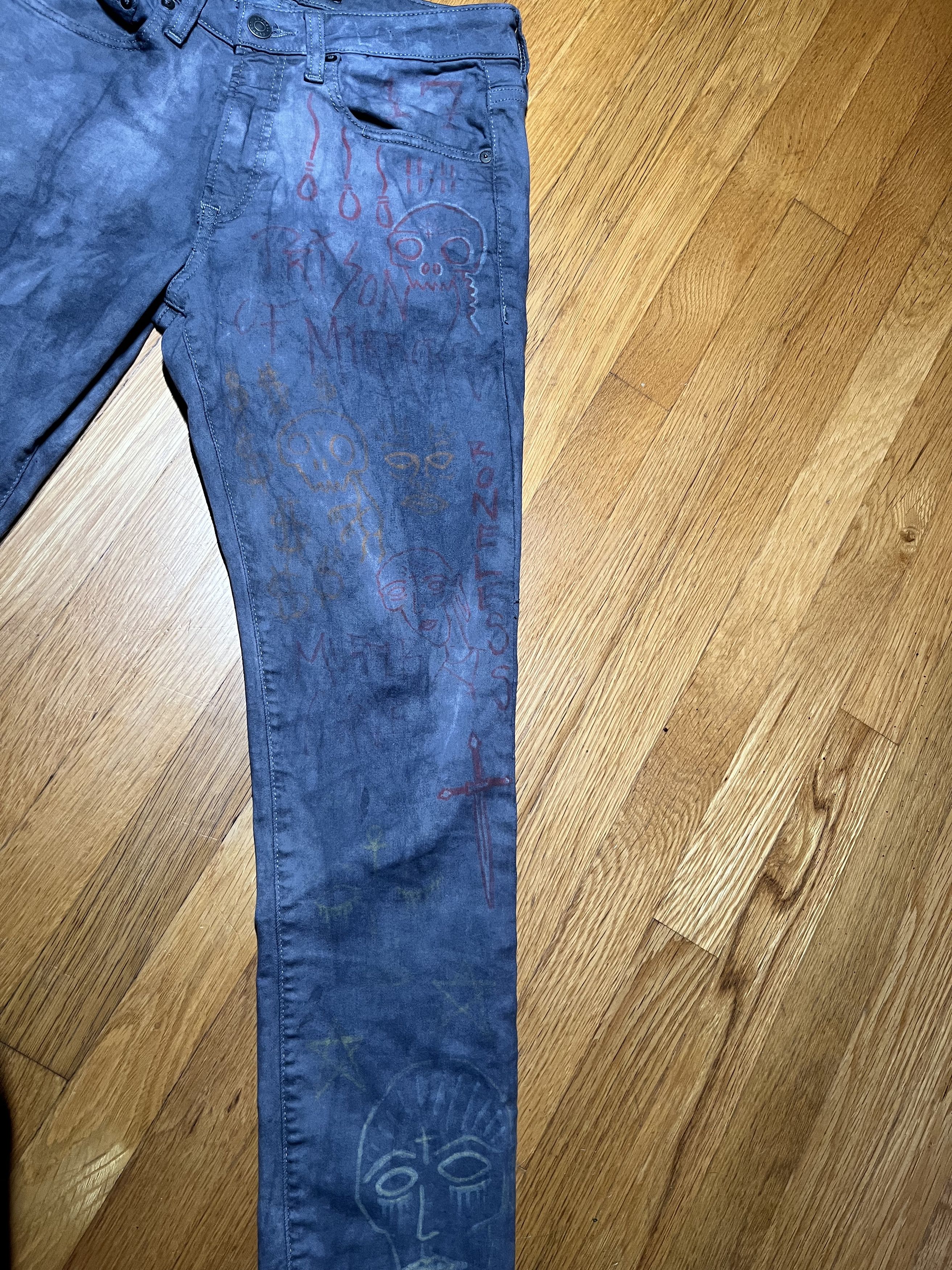 Express 31x30 DIY Slim Fit Punk Jeans - Express Stretch Denim Size US 31 - 4 Thumbnail