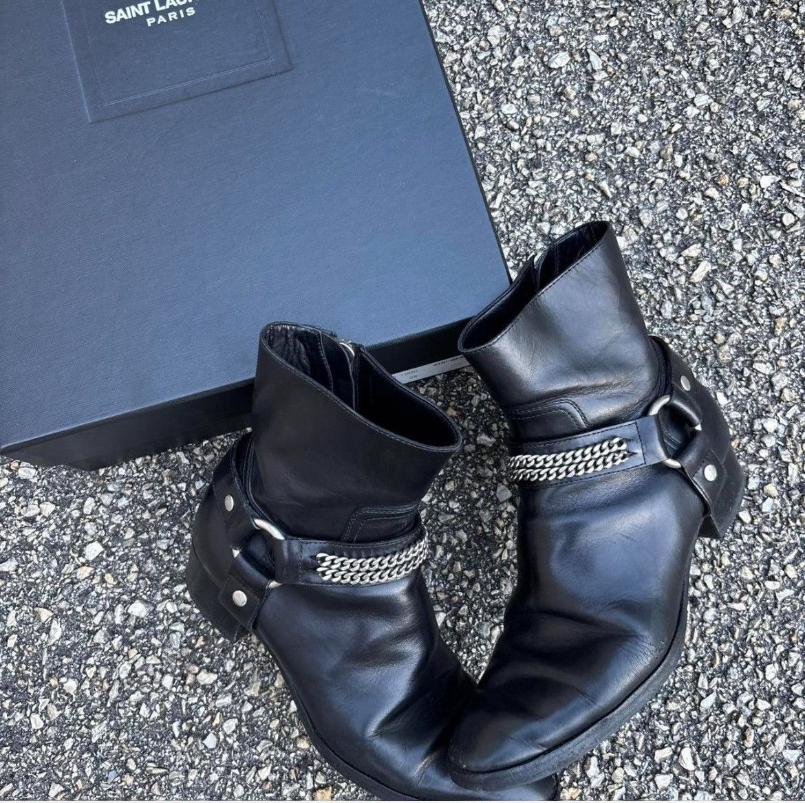 Saint Laurent Wyatt Chain Harness Boot | Grailed