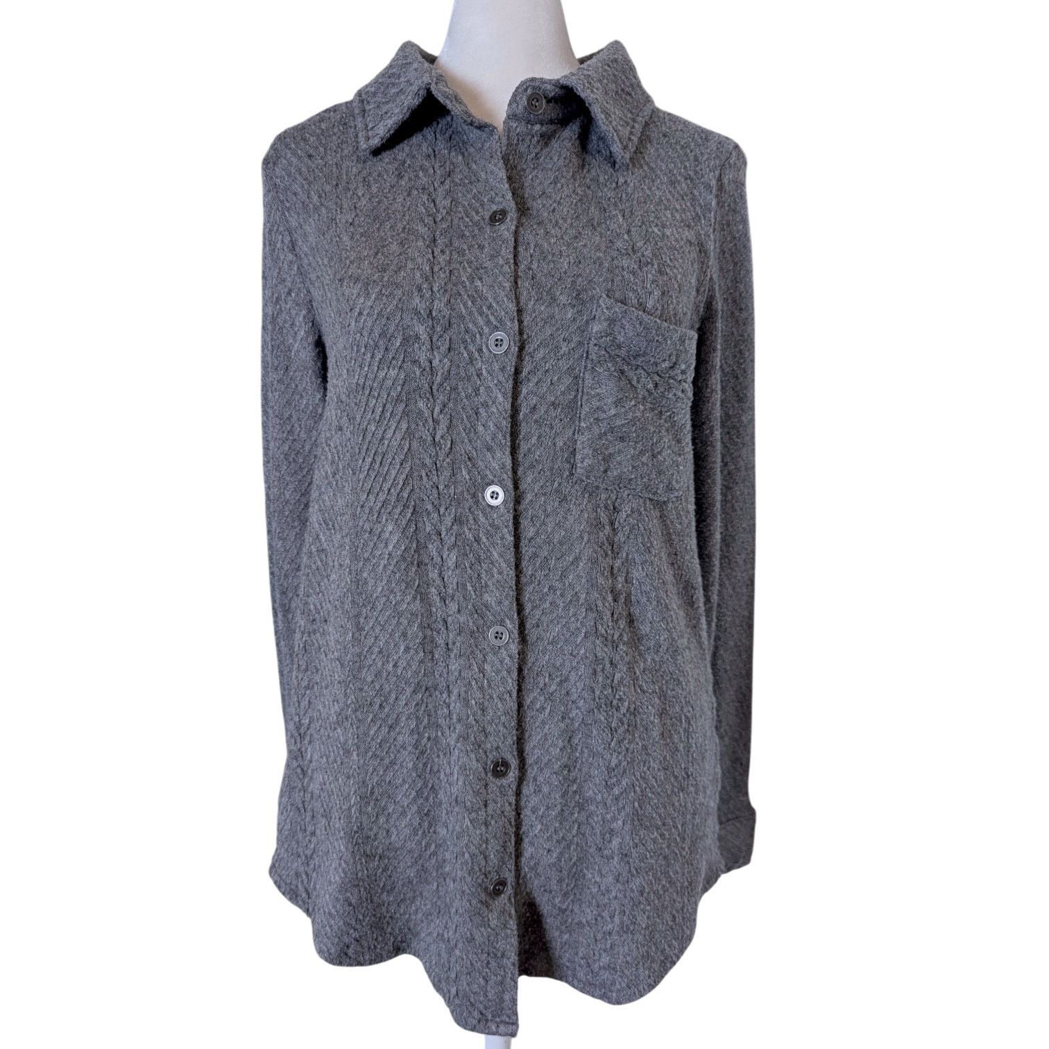 Buckle Black Buckle Black Grey Cable Knit Button Down Shacket Small Size S / US 4 / IT 40 - 1 Thumbnail