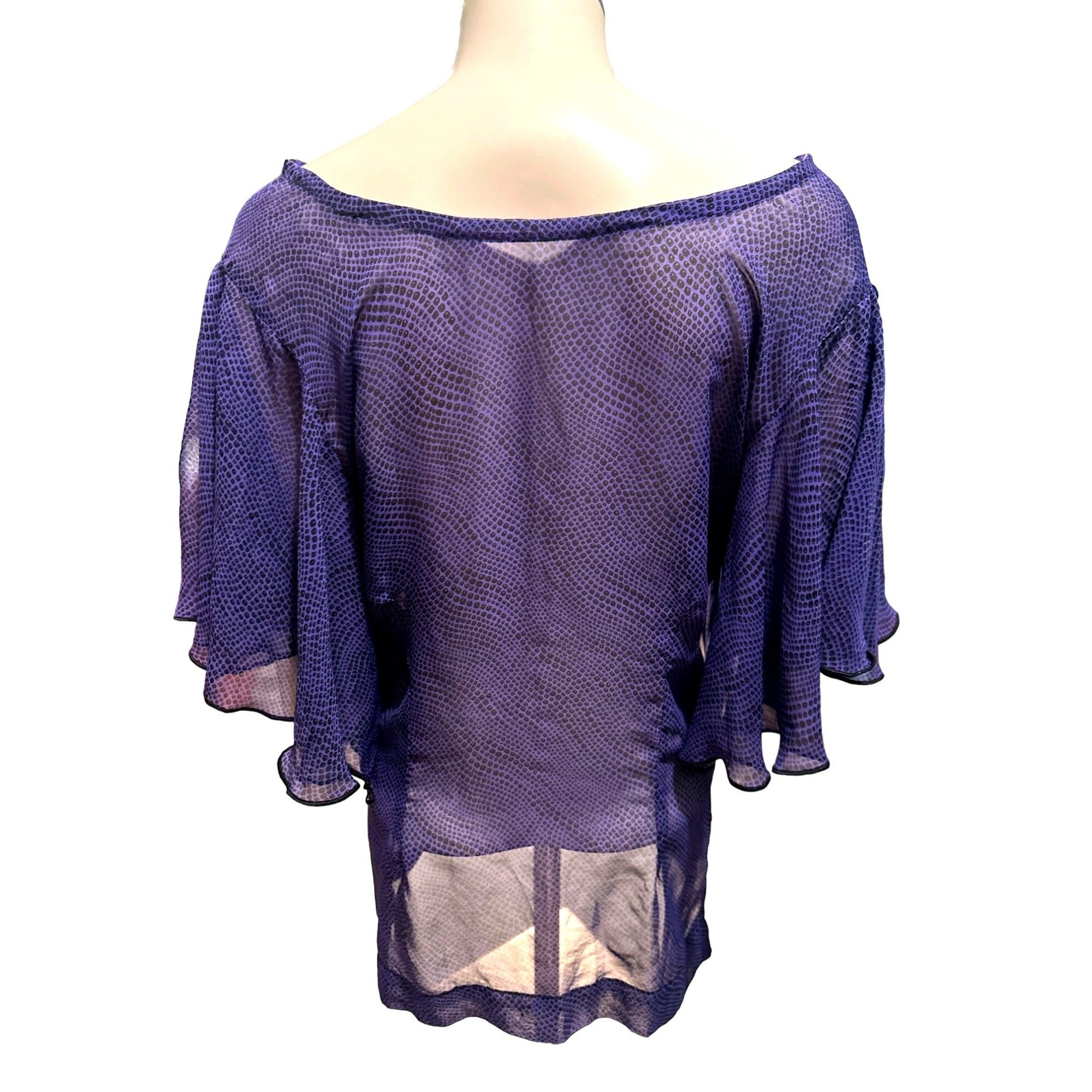 Other CCC Purple Sheer Short Bell Sleeve Round Neck Summer Blouse Size S / US 4 / IT 40 - 3 Thumbnail