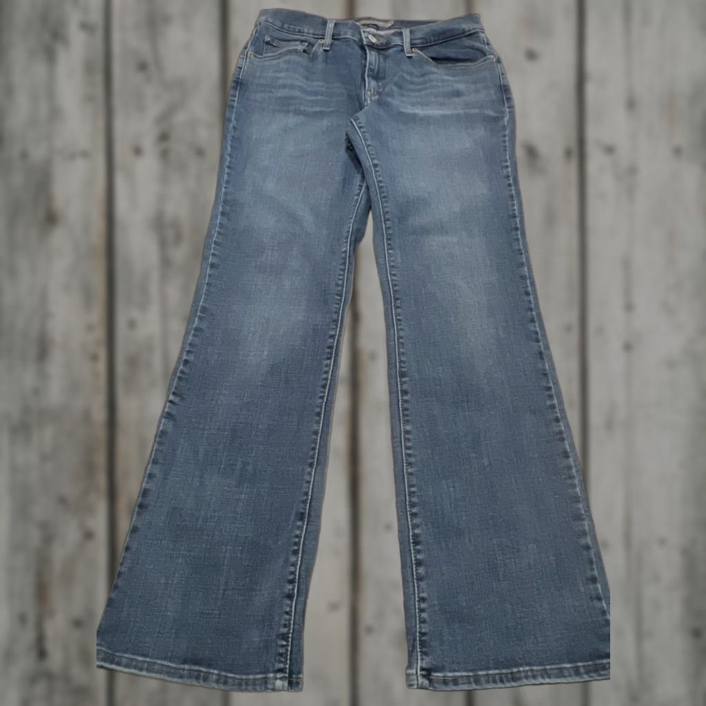 Levi's Levi's Jeans Curvy Bootcut Women 31 Stretch Blue Fade Whiskers 31L Mid Rise Denim Pants Size 31" - 1 Thumbnail