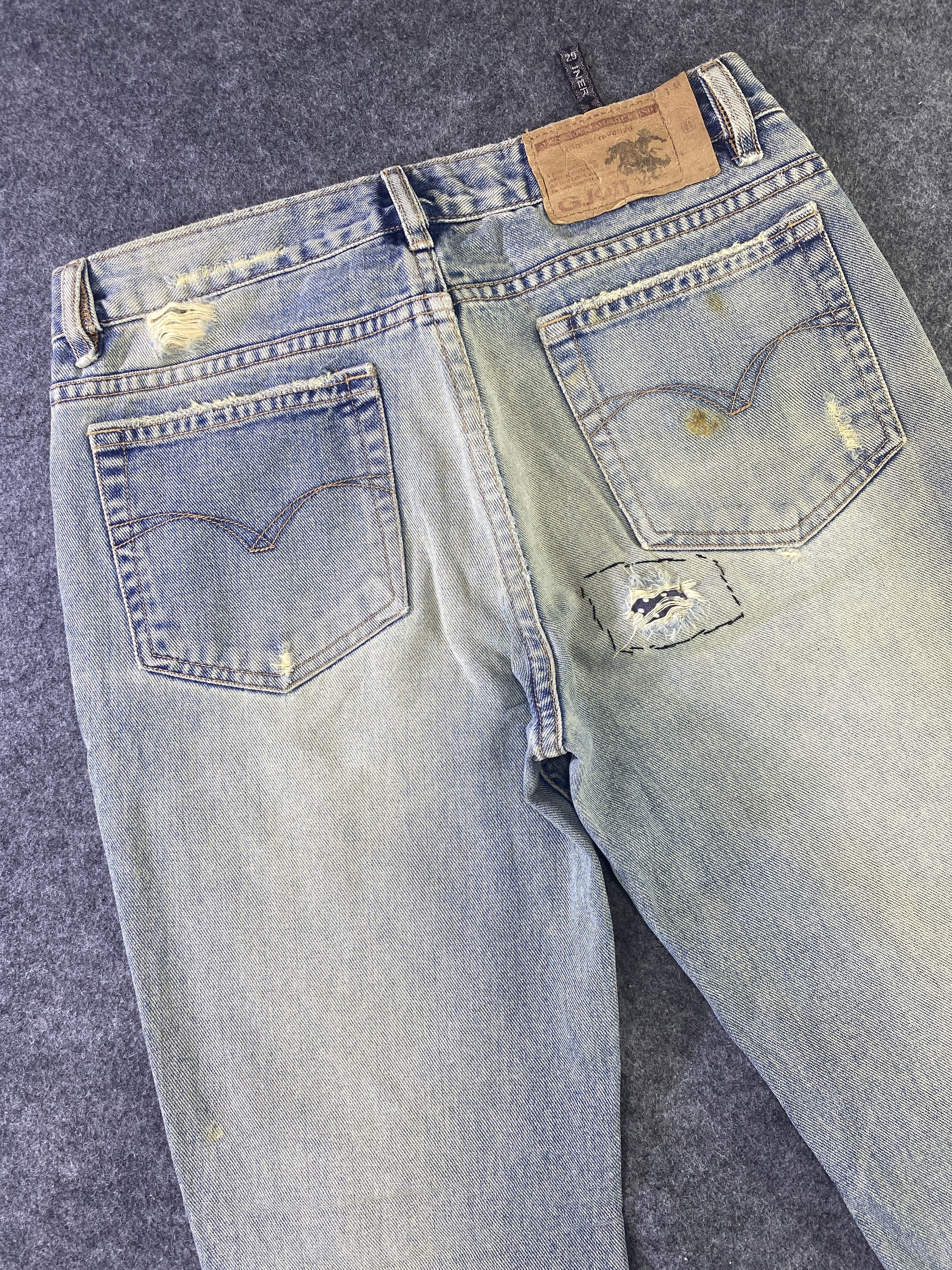 Japanese Brand G Jon Distressed Blue Wash Flare Denim - J945 Size 30" / US 8 / IT 44 - 6 Thumbnail