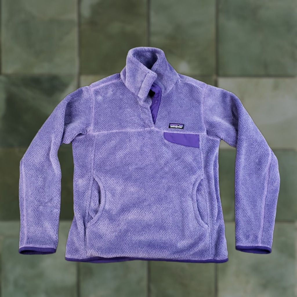 Patagonia Sweater Womens Small Purple Fleece Snap Pullover Outdoor Cozy