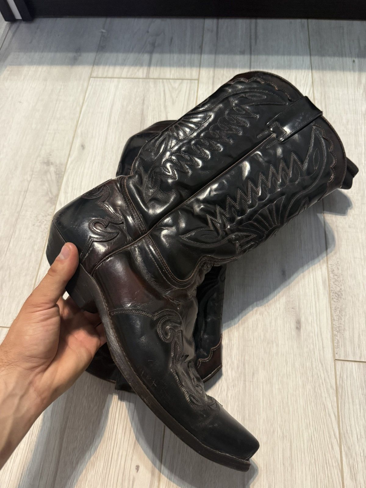 Cowboy Equipment exotic leather cowboy boots western stitched angled heel Size US 10.5 / EU 43-44 - 3 Thumbnail
